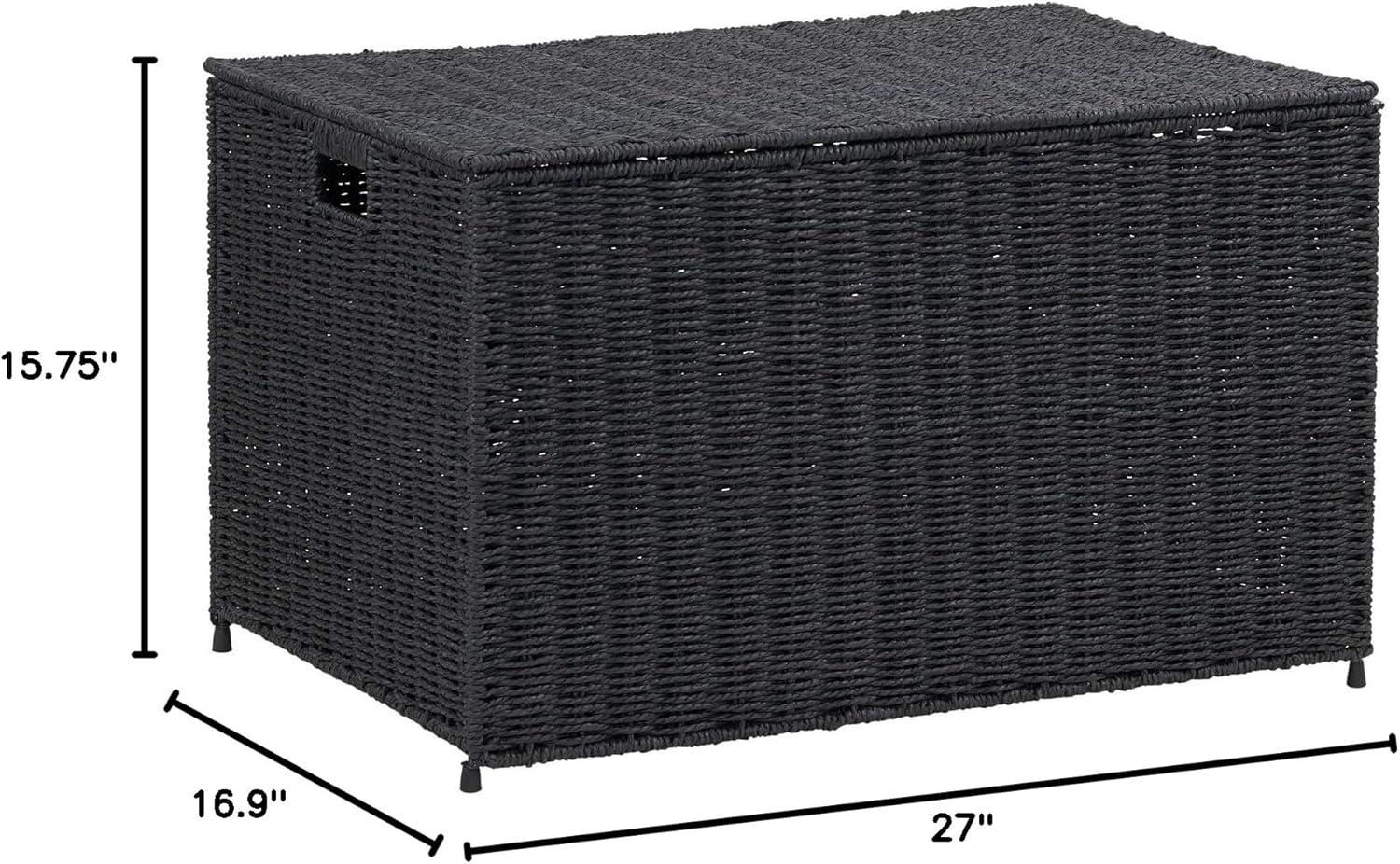 HOUSEHOLD ESSENTIALS Decorative Wicker Paper Rope Storage Chest