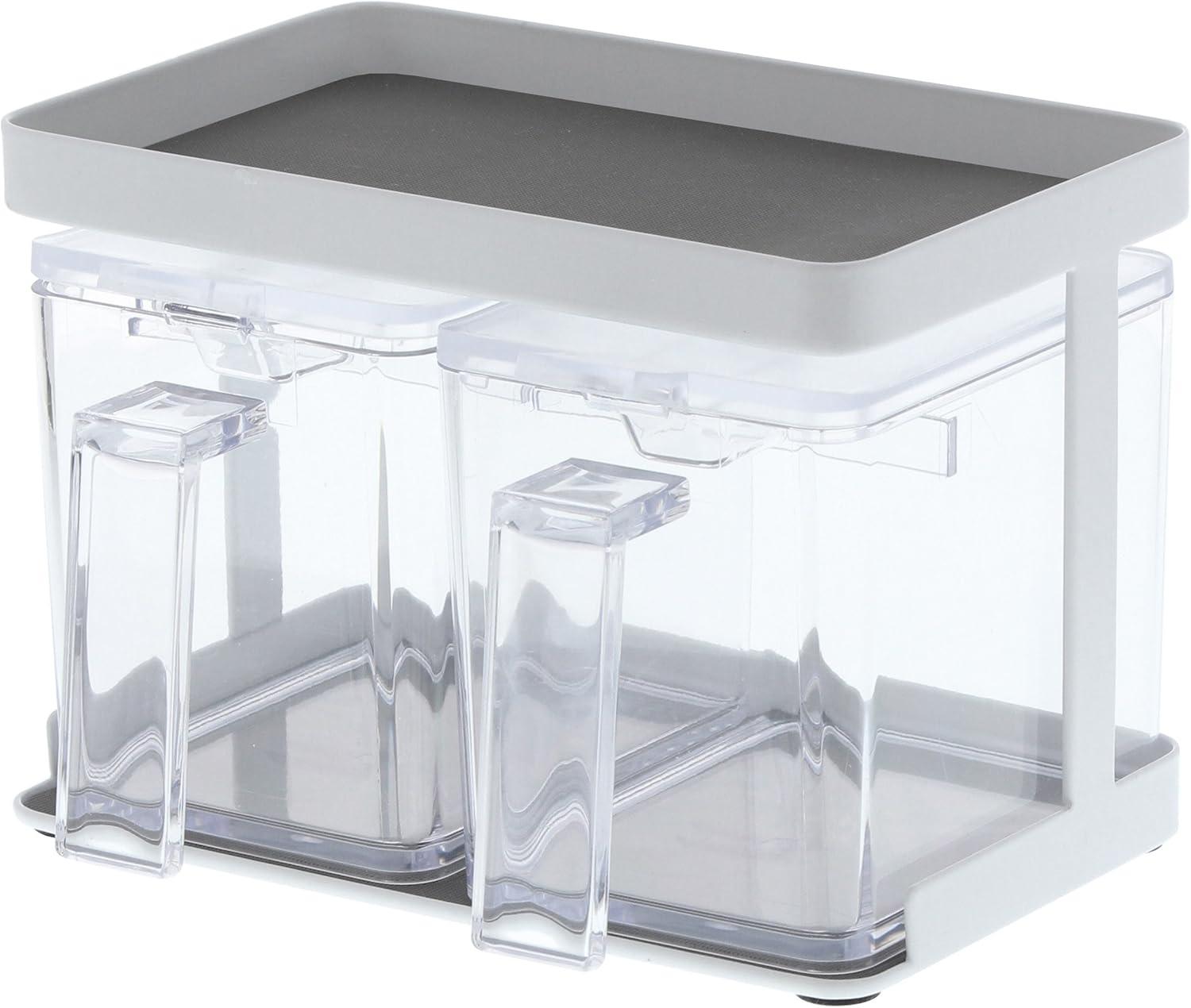 Tower Yamazaki Home Pantry Canisters With Rack, Kitchen Container Storage Organizer, Steel + Plastic