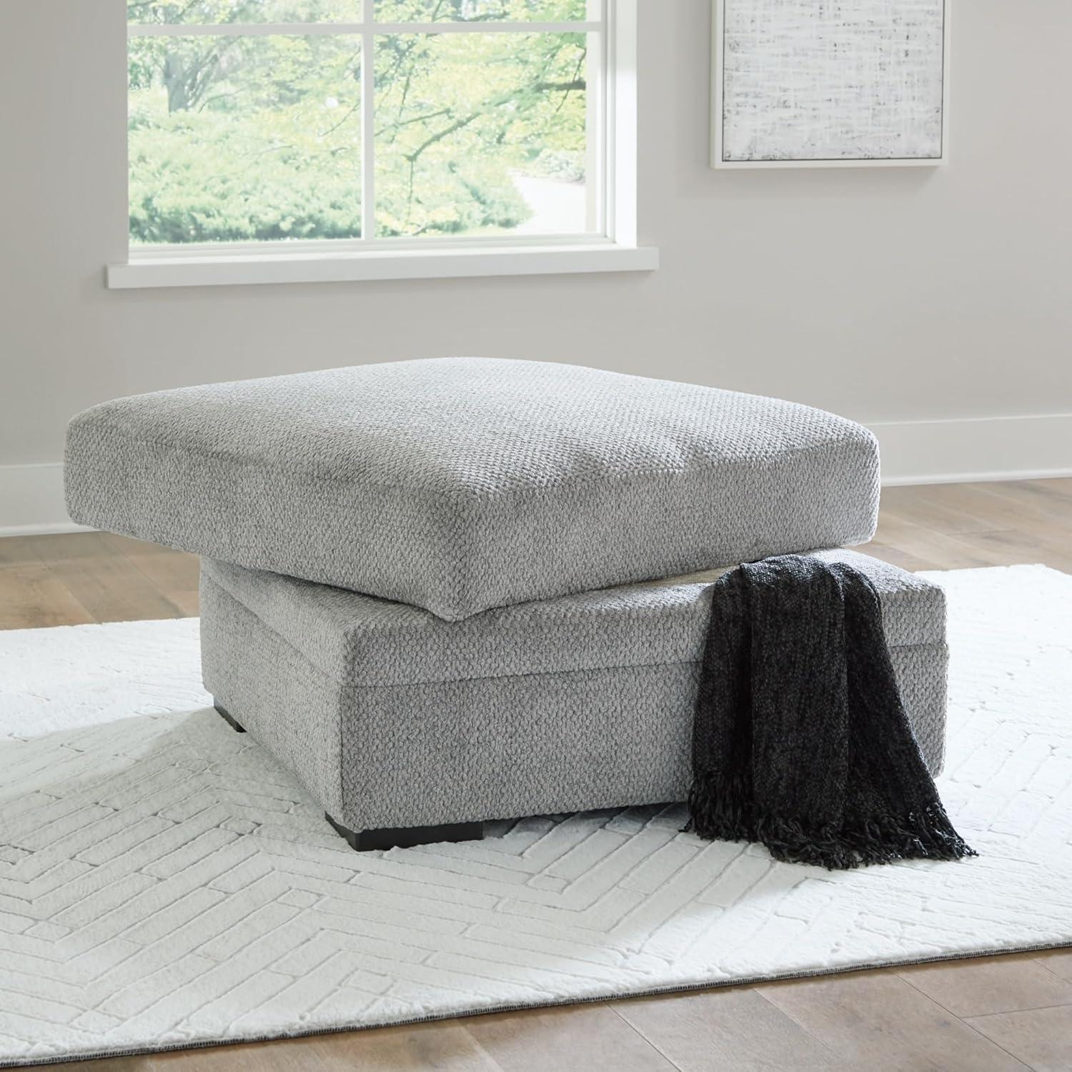 Signature Design by Ashley Casselbury Classic Ottoman With Storage, Light Gray