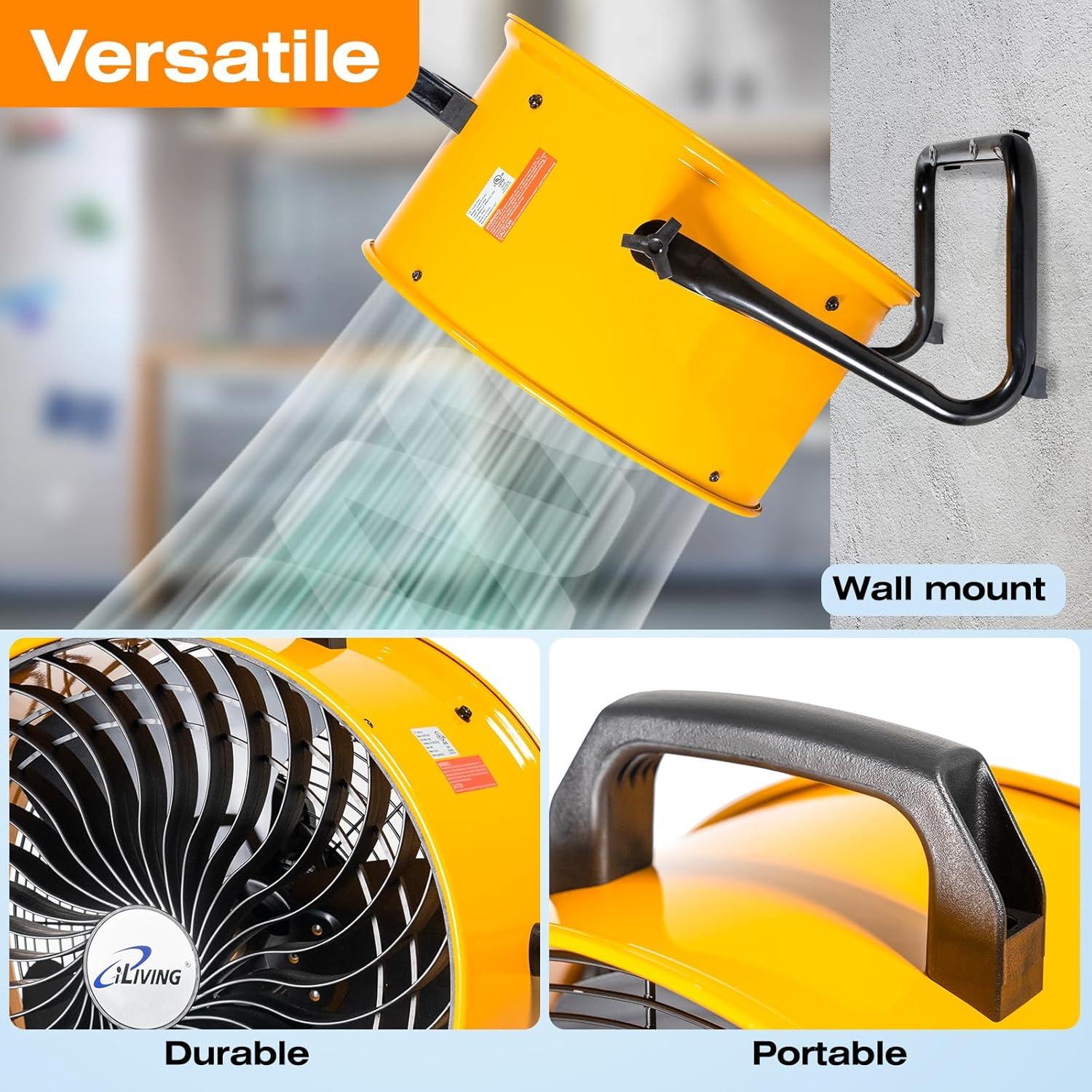 iLIVING iLIVING ILG8TF18-DC 18 in. Low Noise Turbo Fan 4100 CFM 3-Speed Portable Air Circulator for Shop, Office, Greenhouse, Home and Warehouse