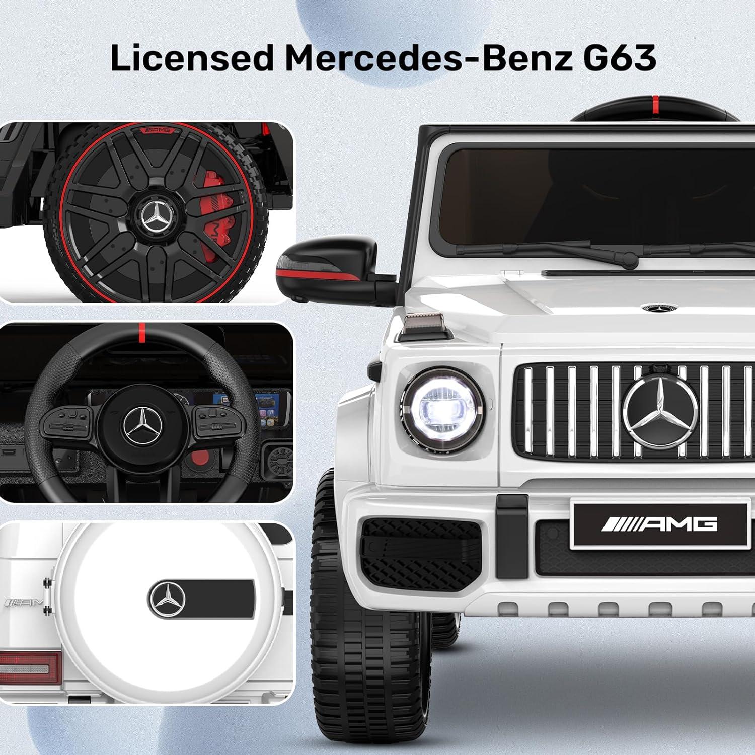 12V Benz G63 Licensed Powered Ride On Car W/ Remote Control, Low Battery Voice Prompt, Led Headlight