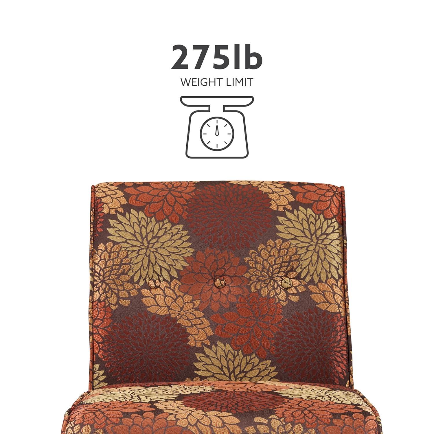Linon Coco Harvest Upholstered Tufted Accent Chair in Rust/Orange Floral Fabric