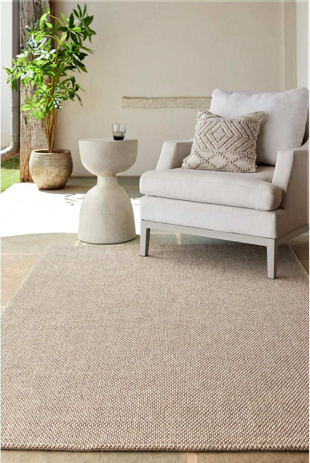 Beige and Gray Rectangular Washable Synthetic Rug