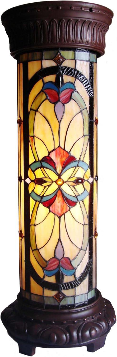 Chloe Lighting Ruby Spectacle Tiffany-Glass 2 Light Victorian Pedestal Light Fixture 30" Tall