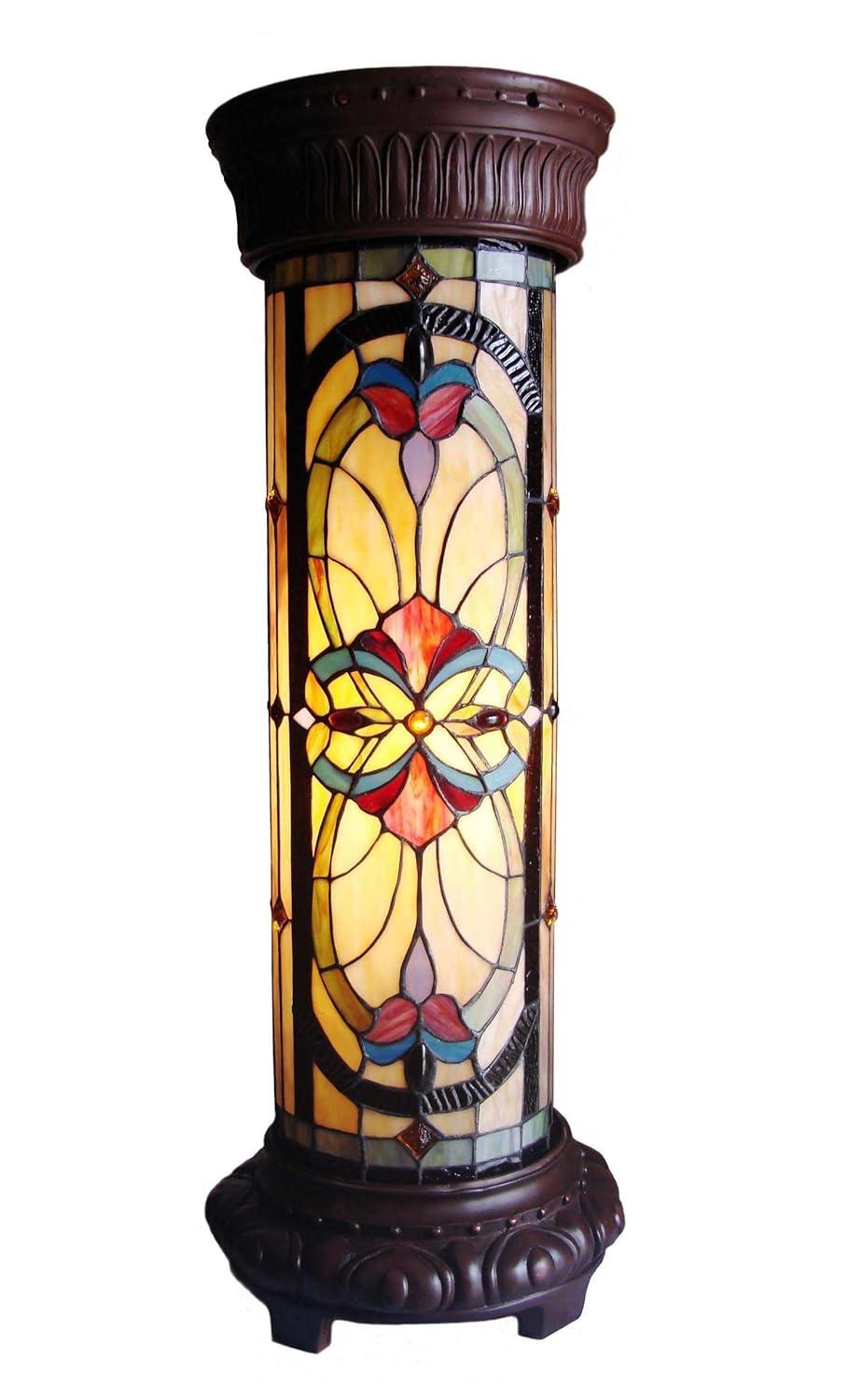 Chloe Lighting Ruby Spectacle Tiffany-Glass 2 Light Victorian Pedestal Light Fixture 30" Tall