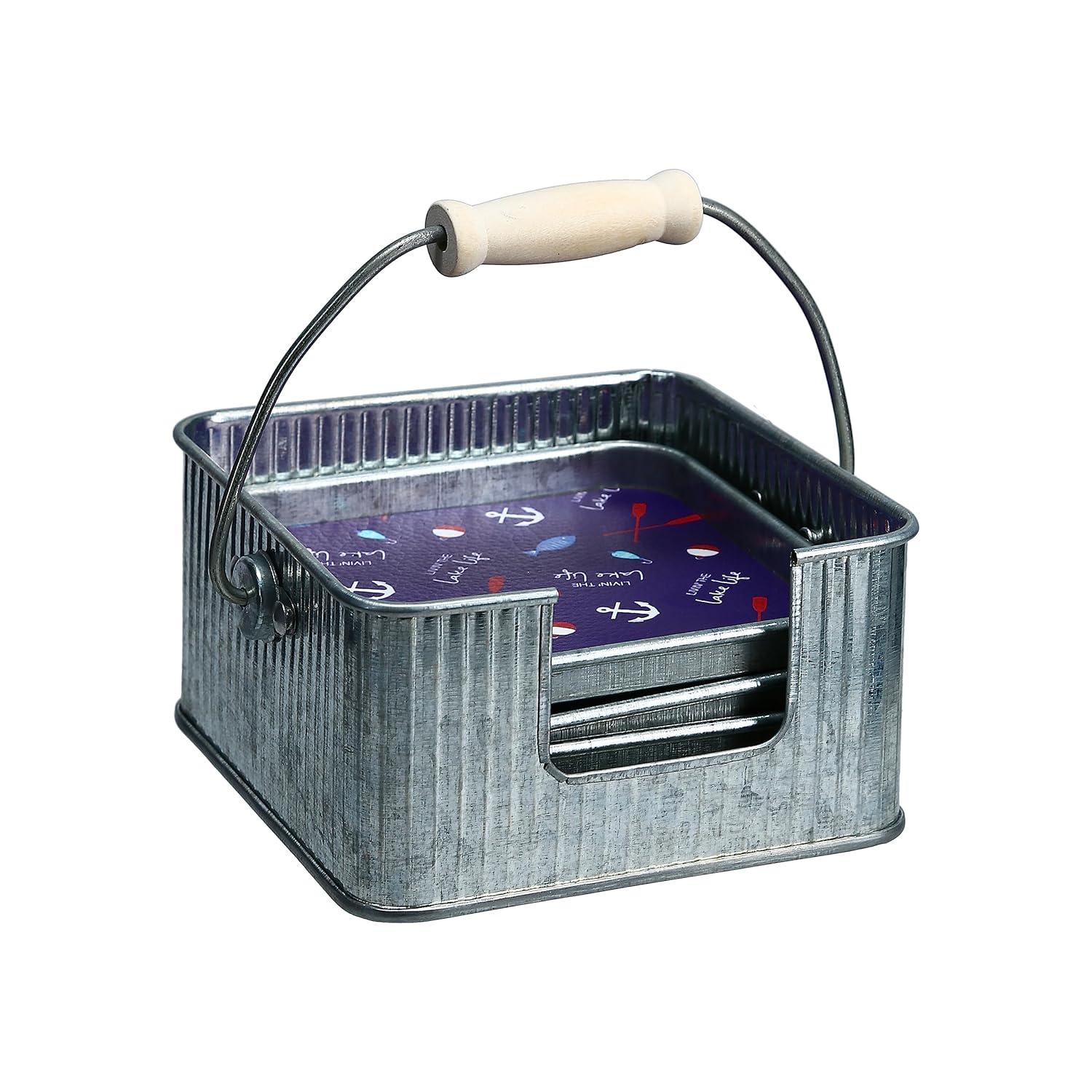 Pavilion-We People- Livin The Life- Lake 4" (4 Piece) Coaster Set