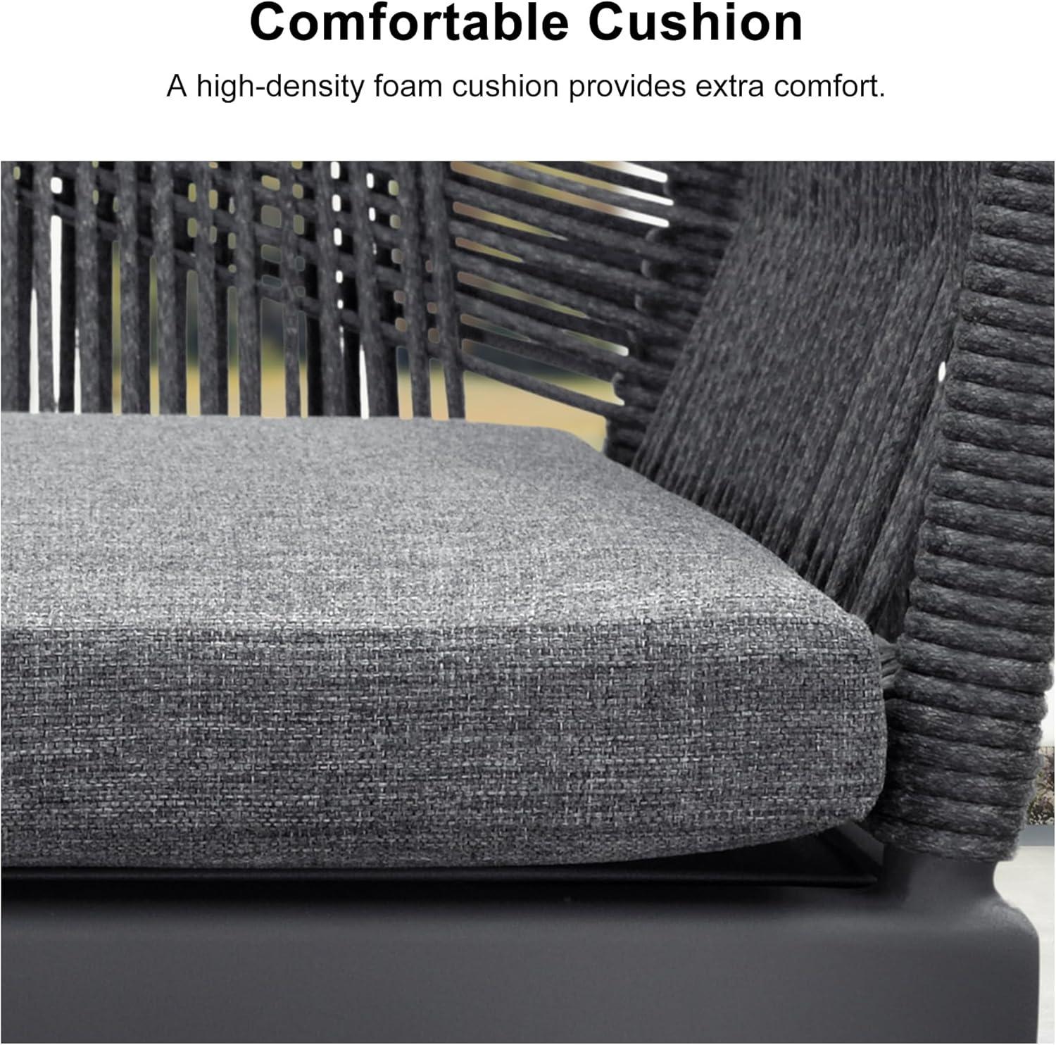 PURPLE LEAF 7 Pieces Outdoor Dining Set All-Weather PE Rattan Outdoor Patio Furniture Set with All Aluminum Frame Rectangular Table and Chairs Set for Lawn Garden Backyard Deck, Grey