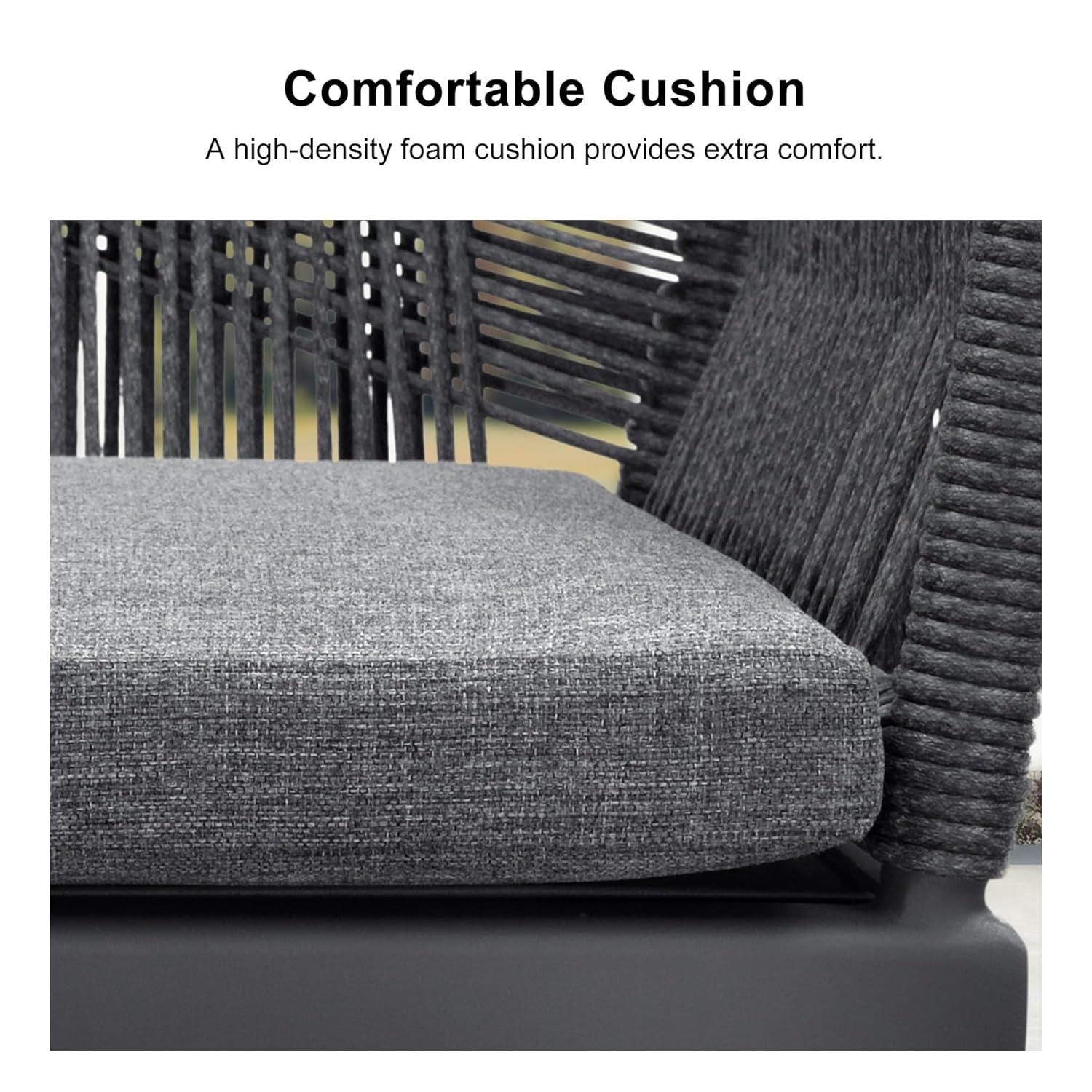 PURPLE LEAF 7 Pieces Outdoor Dining Set All-Weather PE Rattan Outdoor Patio Furniture Set with All Aluminum Frame Rectangular Table and Chairs Set for Lawn Garden Backyard Deck, Grey