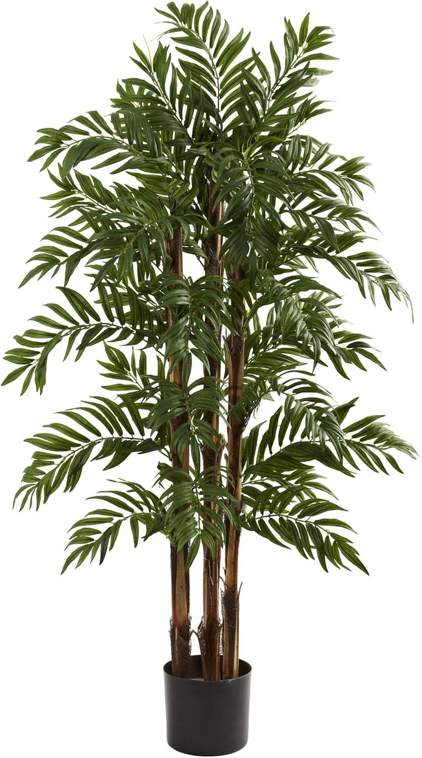 55" Silk Green Palm Outdoor Floor Plant