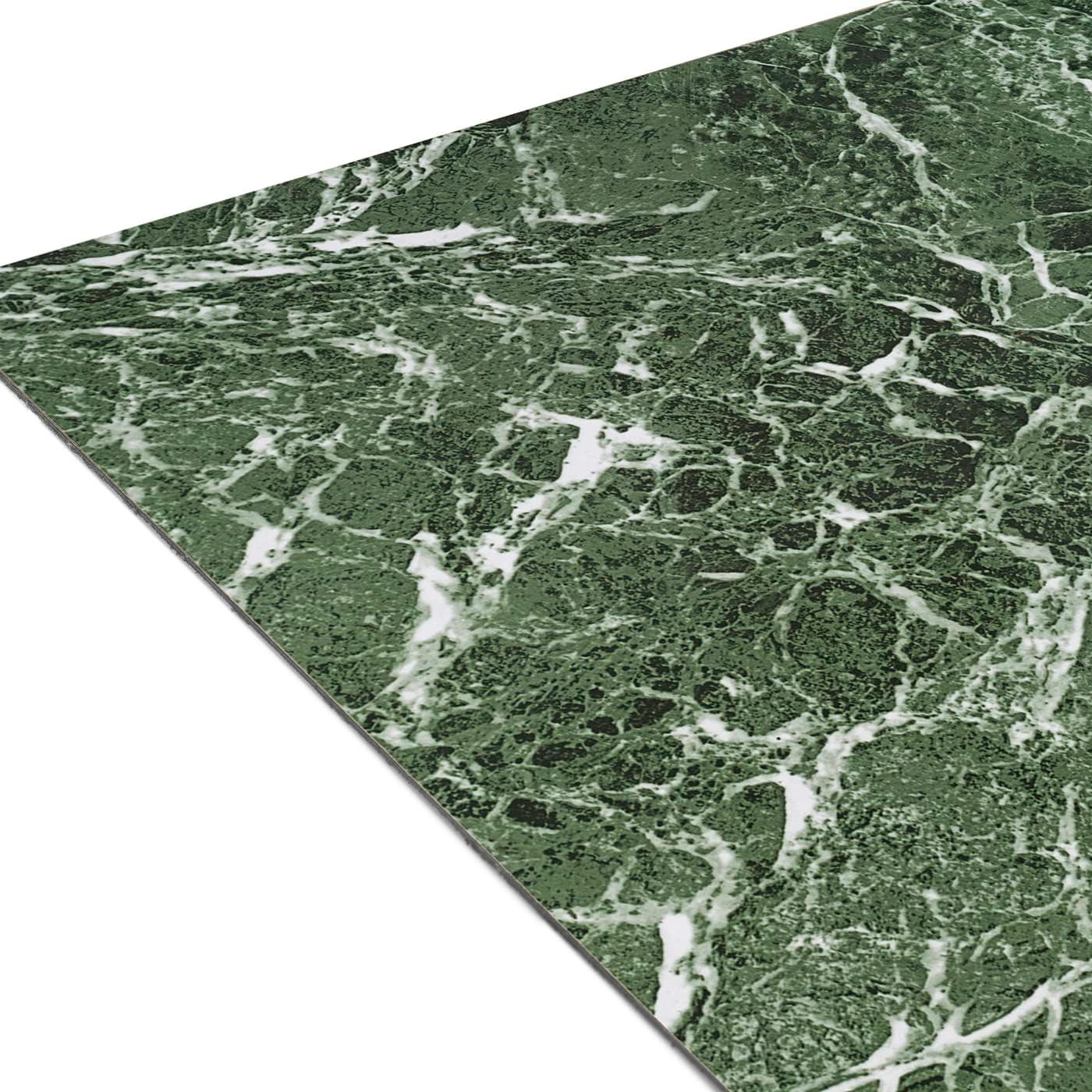 Green Marble Green Vinyl Floor Tiles Self Stick Peel Flooring 12" x 12", 1-Pack (20 Pieces)