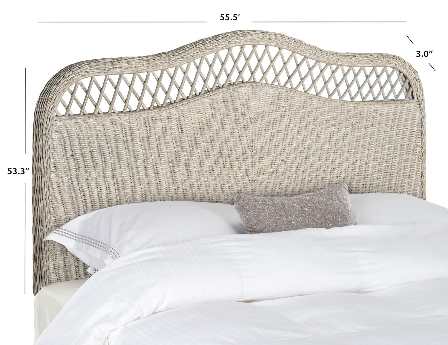 SAFAVIEH Sephina Rustic Coastal Rattan Headboard, Full, Antique Grey