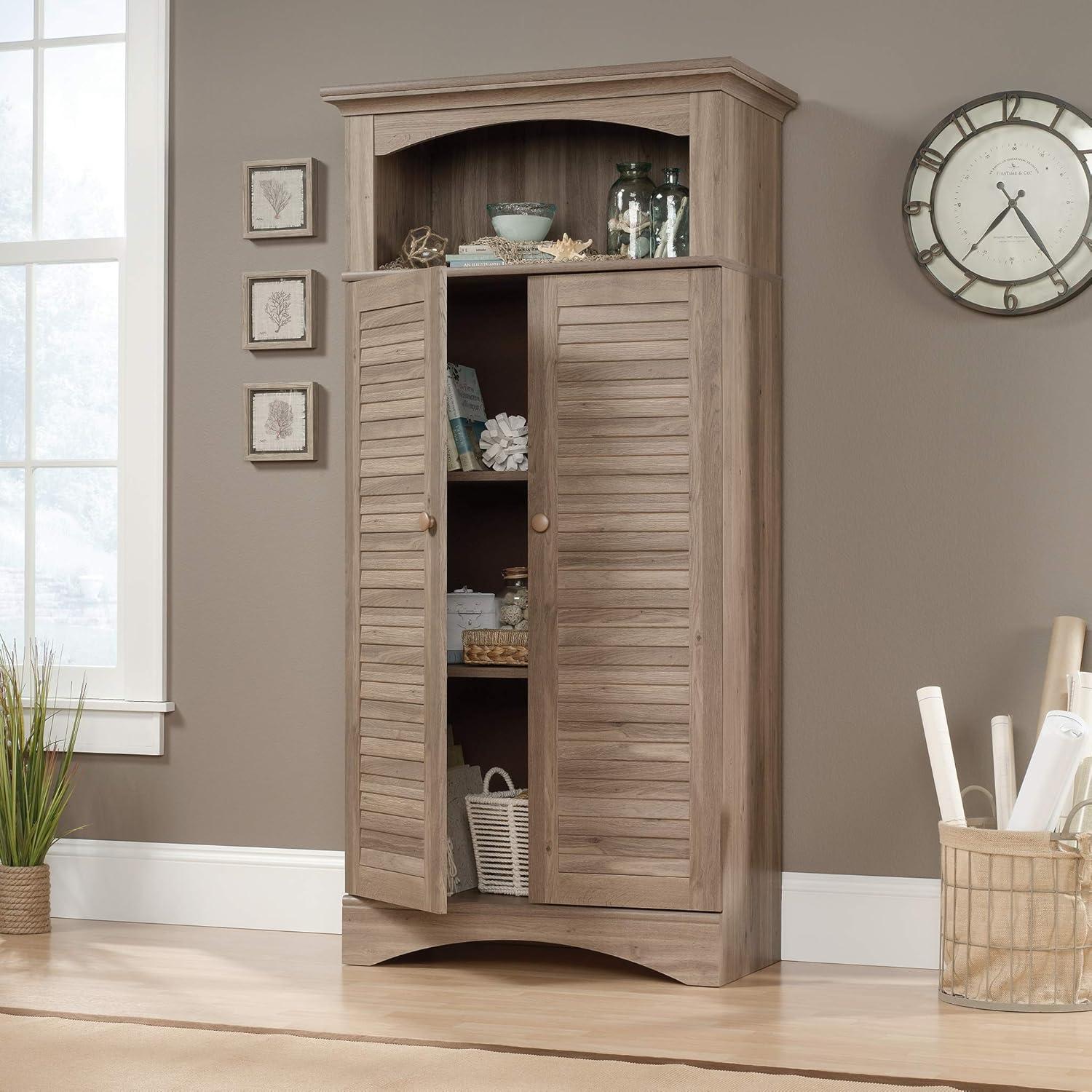 Salt Oak Freestanding Storage Cabinet with Adjustable Shelving