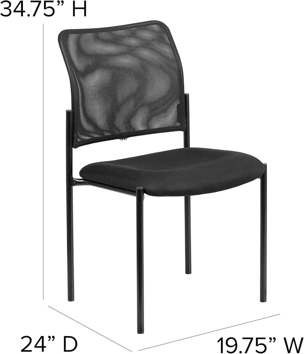 Flash Furniture Comfort Black Mesh Stackable Steel Side Chair