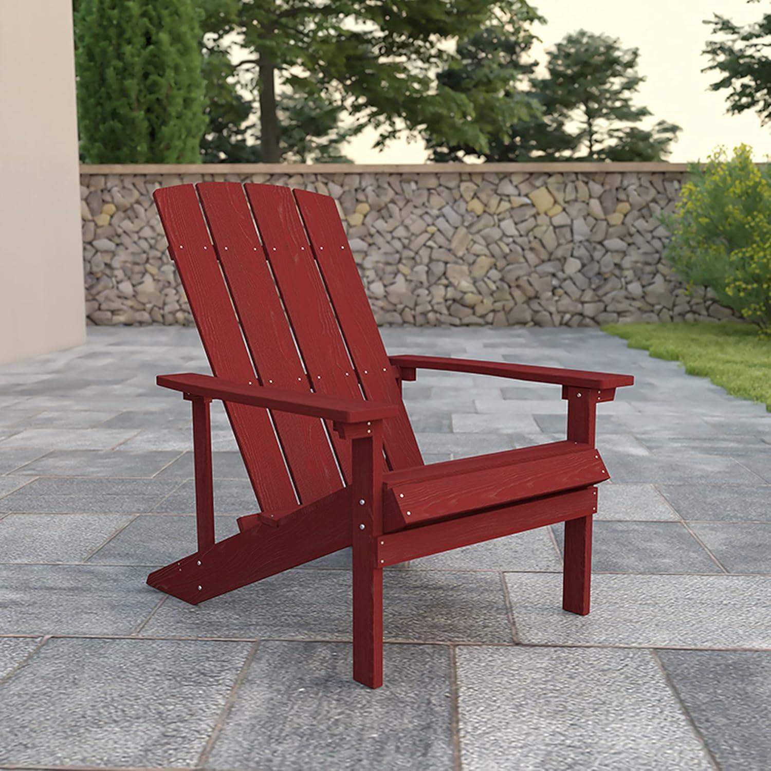 Flash Furniture Set of 2 Charlestown All-Weather Poly Resin Wood Adirondack Chairs