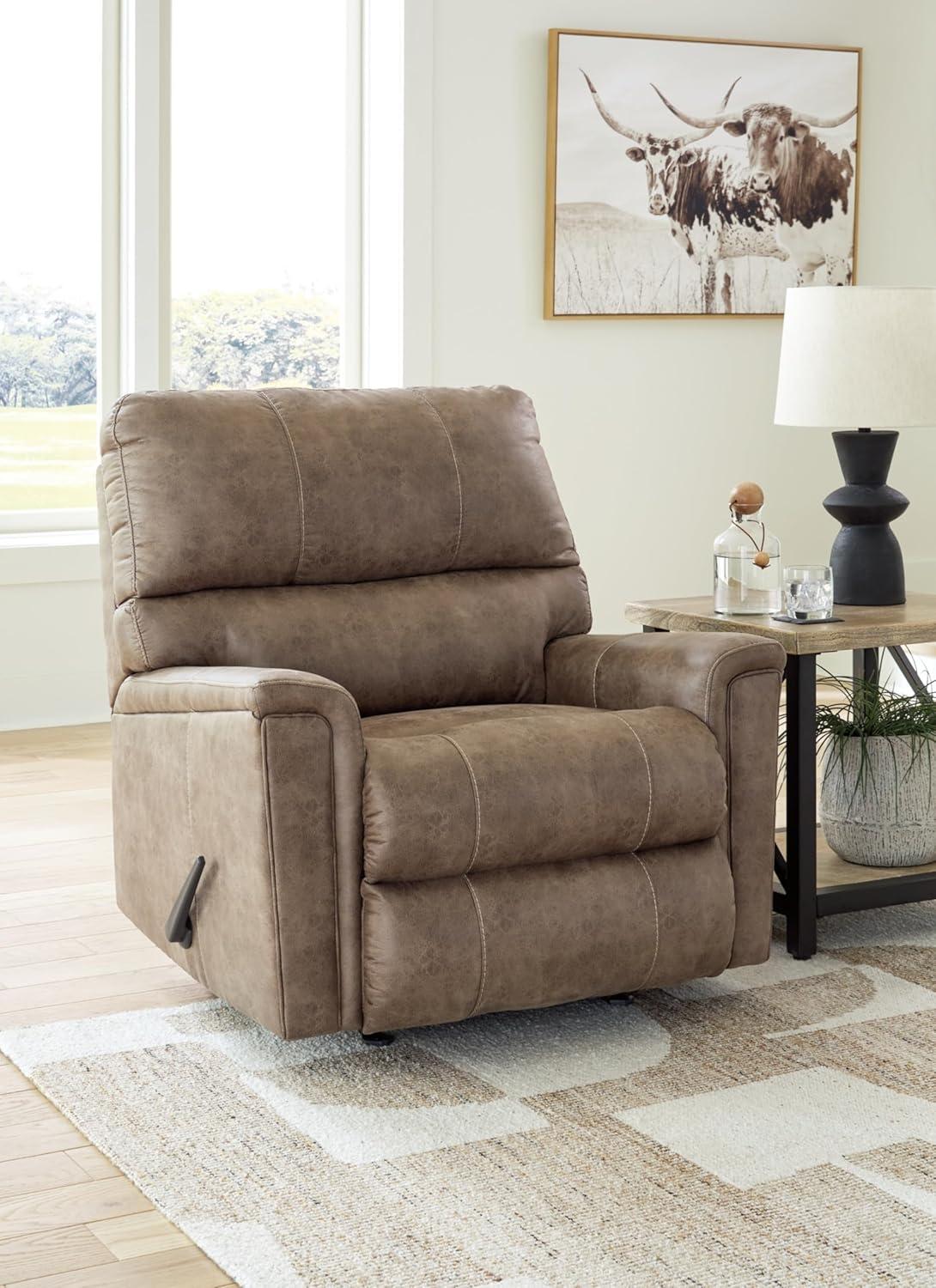 Navi Fossil Brown Faux Leather Recliner