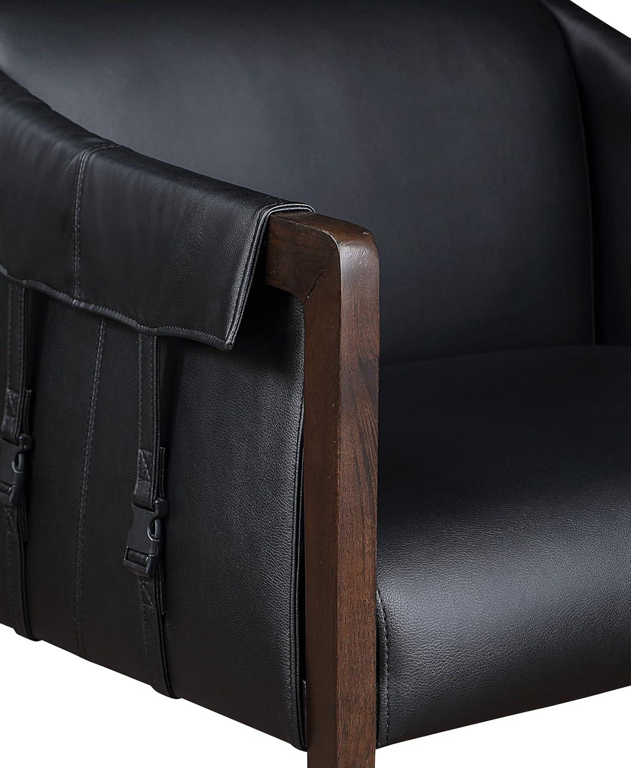 Parkfield Accent Chair in Black Faux Leather with Walnut Frame