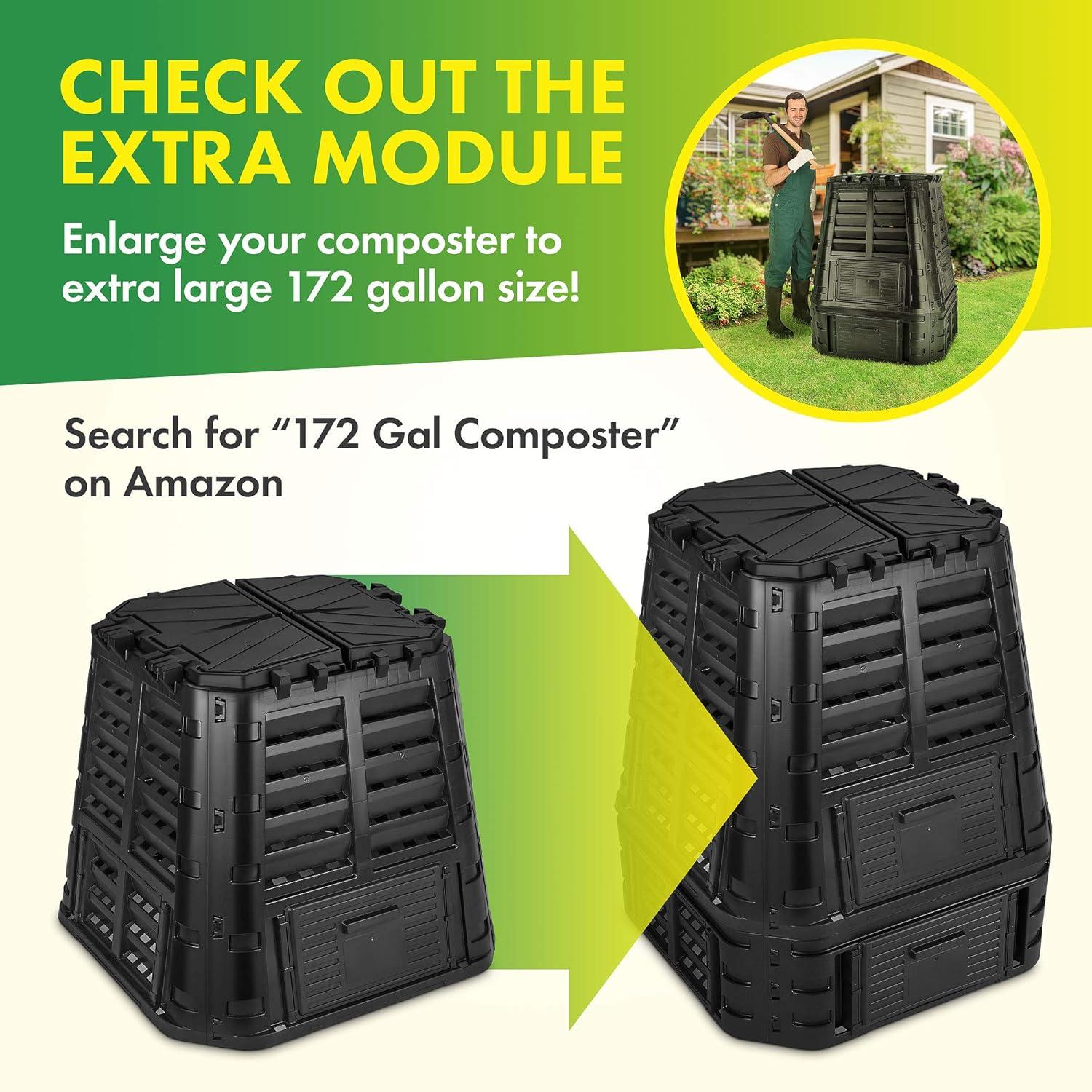 110 Gallon Black Recycled Plastic Outdoor Compost Bin