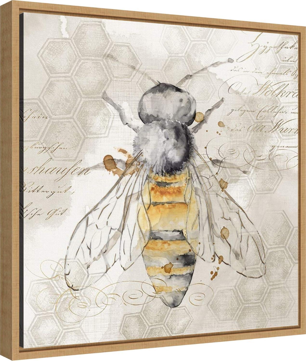 Amanti Art 16"x16" Queen Bee II by Eva Watts Framed Canvas Wall Art Print: Modern Lithograph, Insect Theme