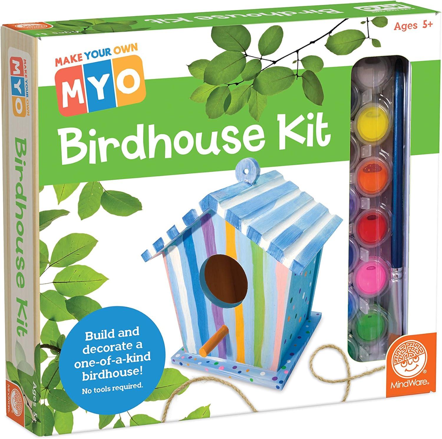 Colorful Pine Wood DIY Birdhouse Kit for Kids