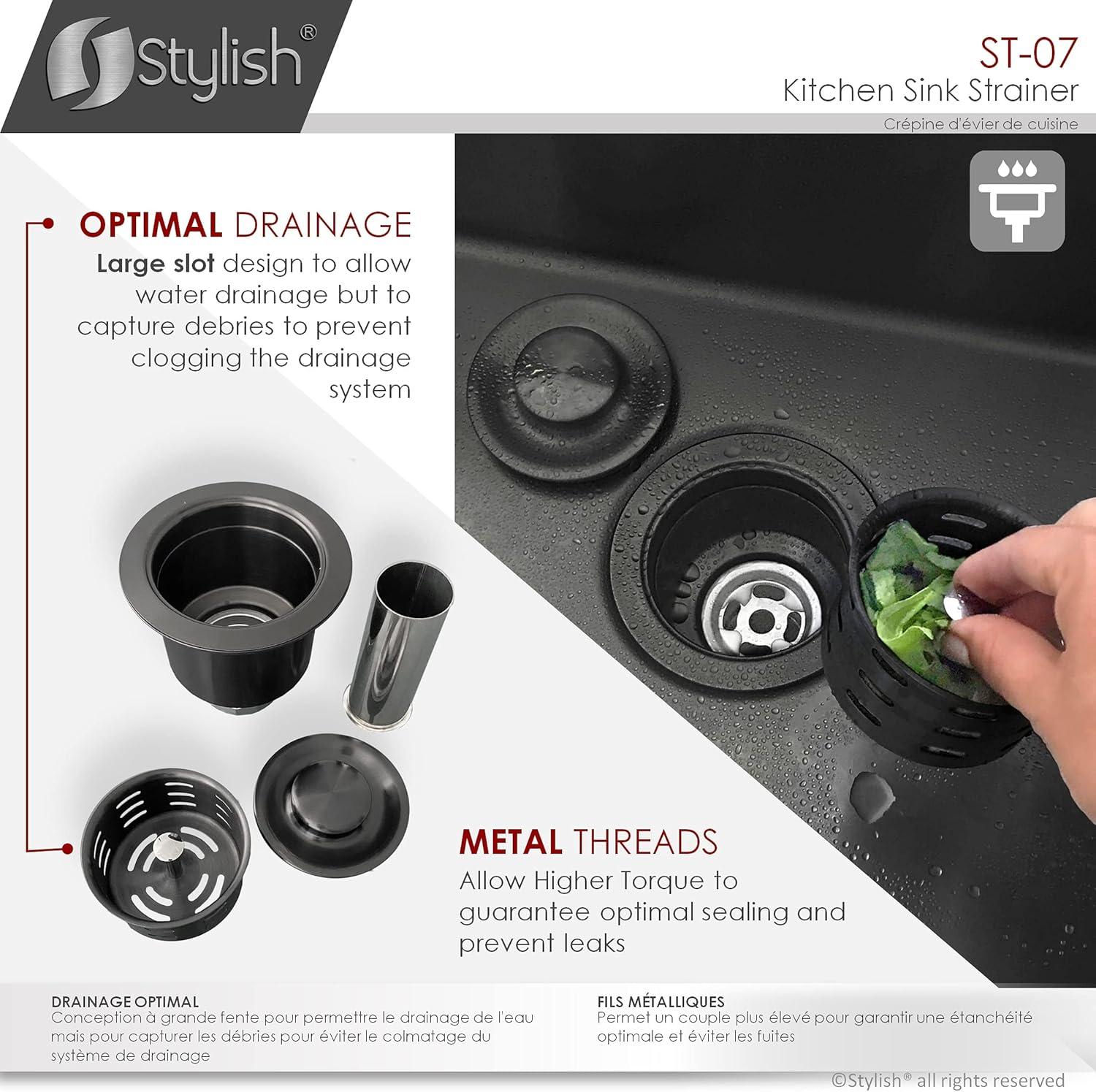 STYLISH 3.5 inch Kitchen Sink Deep Strainer with Removable Basket