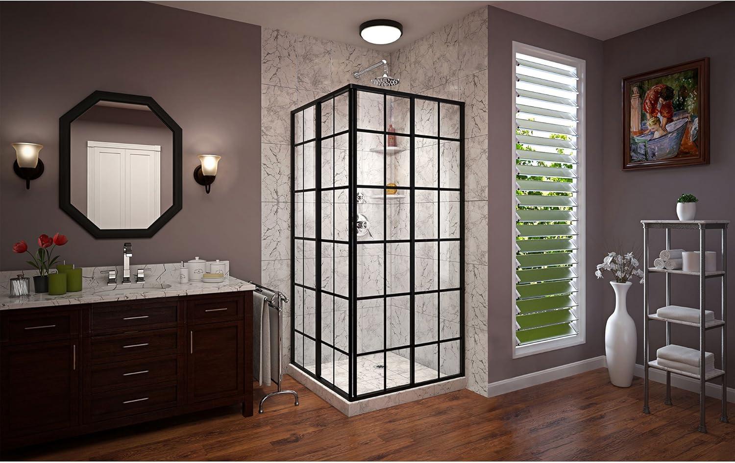 French Corner 34.5" W x 34.5" D x 72'' H Framed Square Shower Enclosure