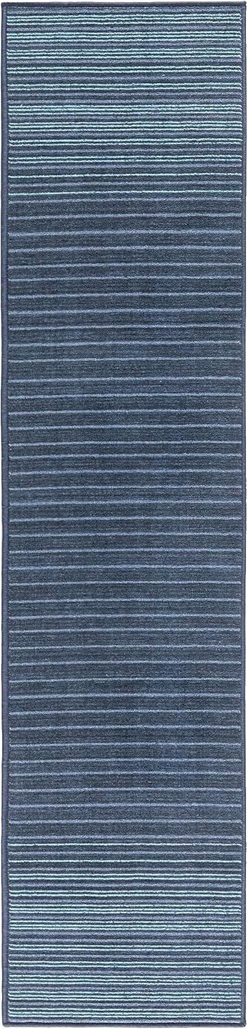 TOWN & COUNTRY BASICS Layne Everwash Non-Slip Backing Area Rug Navy Blue/Blue