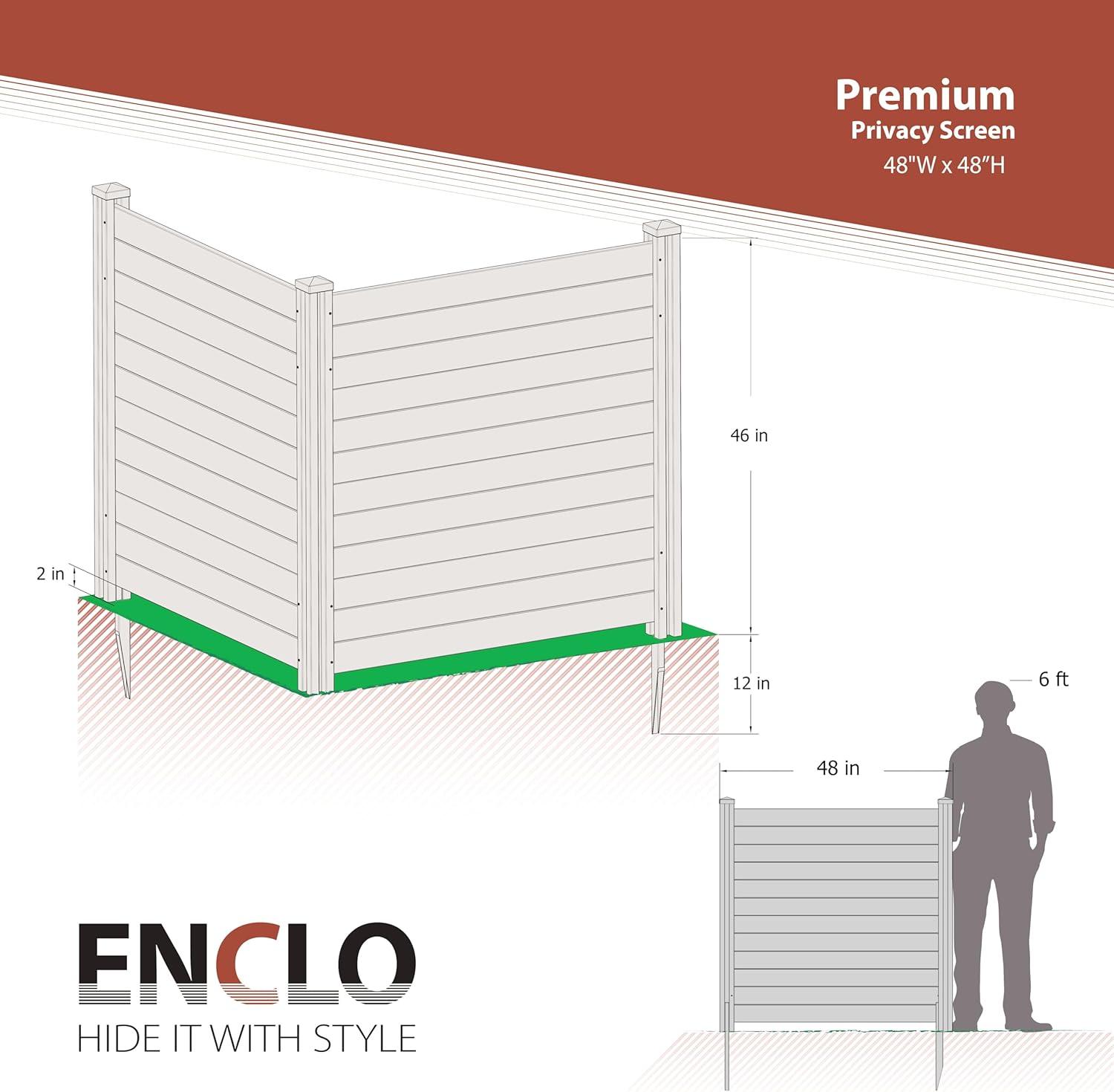 4ft H x 4ft W (2 Panels) No Dig Enclo Premium White Vinyl Privacy Screen, Outdoor Privacy Panels, Use As Air Conditioner Fence, Trash Can Enclosure, Pool Equipment Enclosure, ZP19014