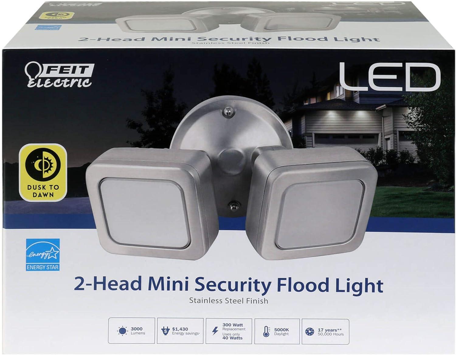 Feit Electric 73708 Mini Security Flood Light Dusk to Dawn Hardwired LED Silver Silver