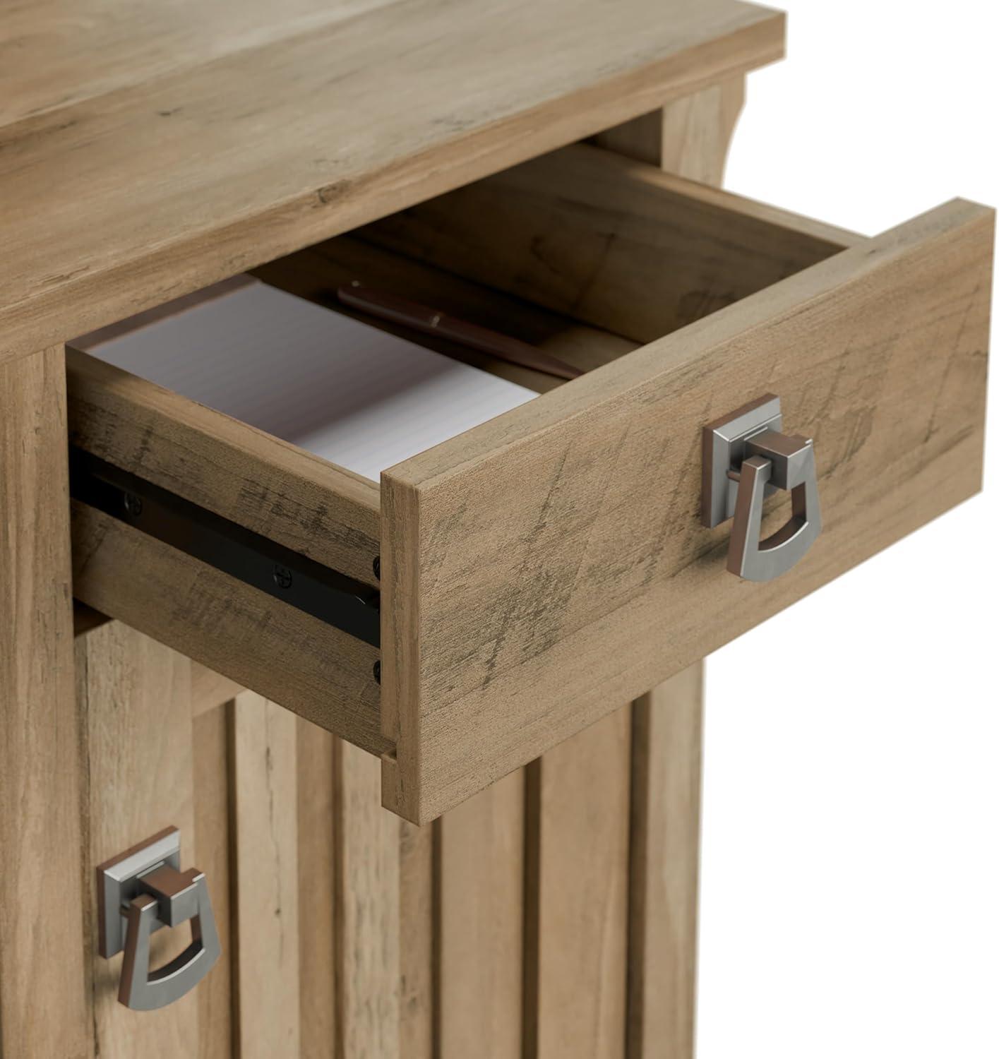 Bush Furniture Salinas Farmhouse 60 in L Shape Desk with Hutch, Box Drawer and Storage Cabinet in Reclaimed Pine (Ships in 2 boxes)