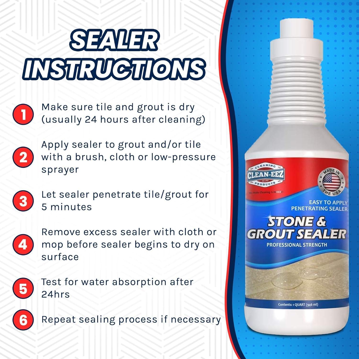 Grout & Granite Penetrating Sealer from Clean-eez: Works on all types of Grout, Marble, Travertine, Limestone, Slate.