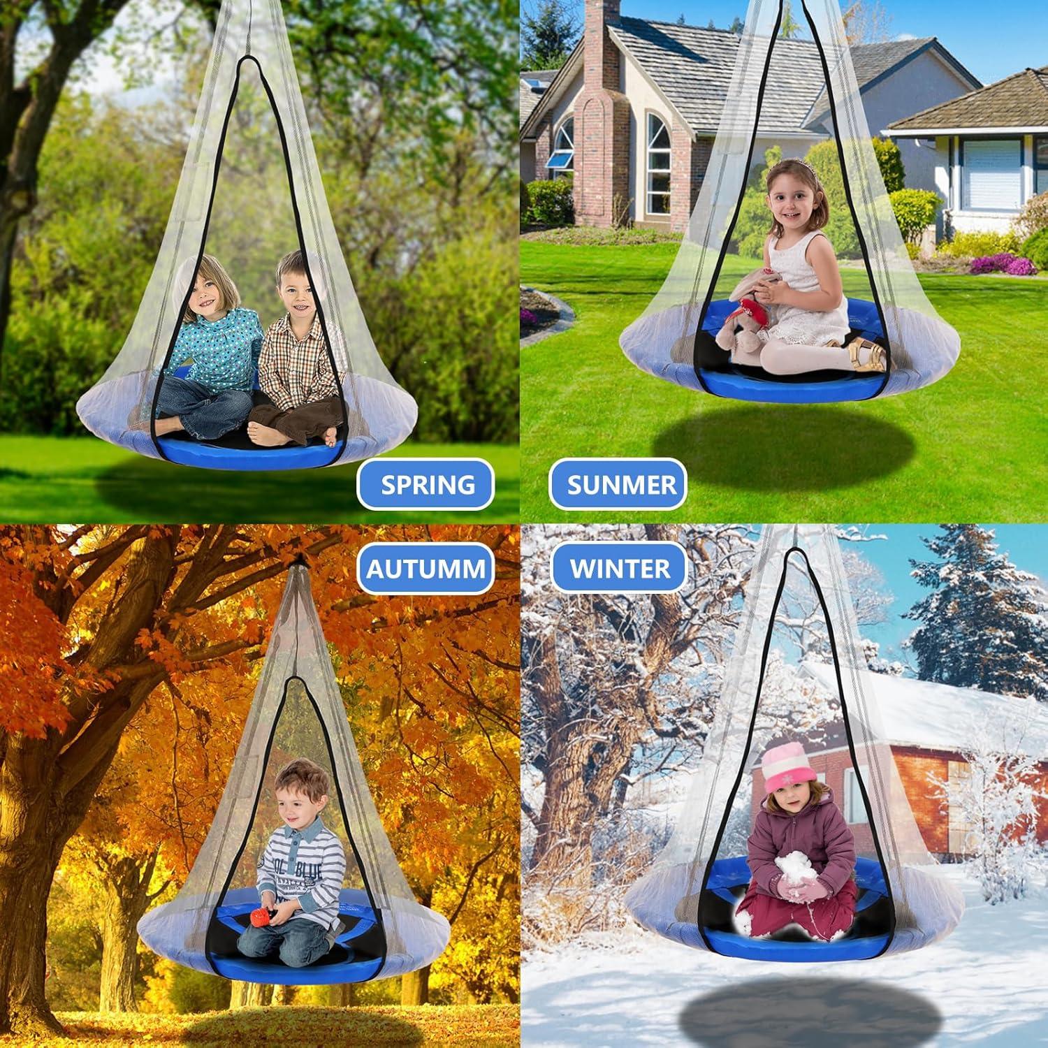 43" Saucer Tree Swing for Kids Adult, 600Lb Weight Capacity Large Disc Round Swing for Kids, Tree Swings for Backyard, for Indoor and Outdoor Playground, Multicolor, for Kids