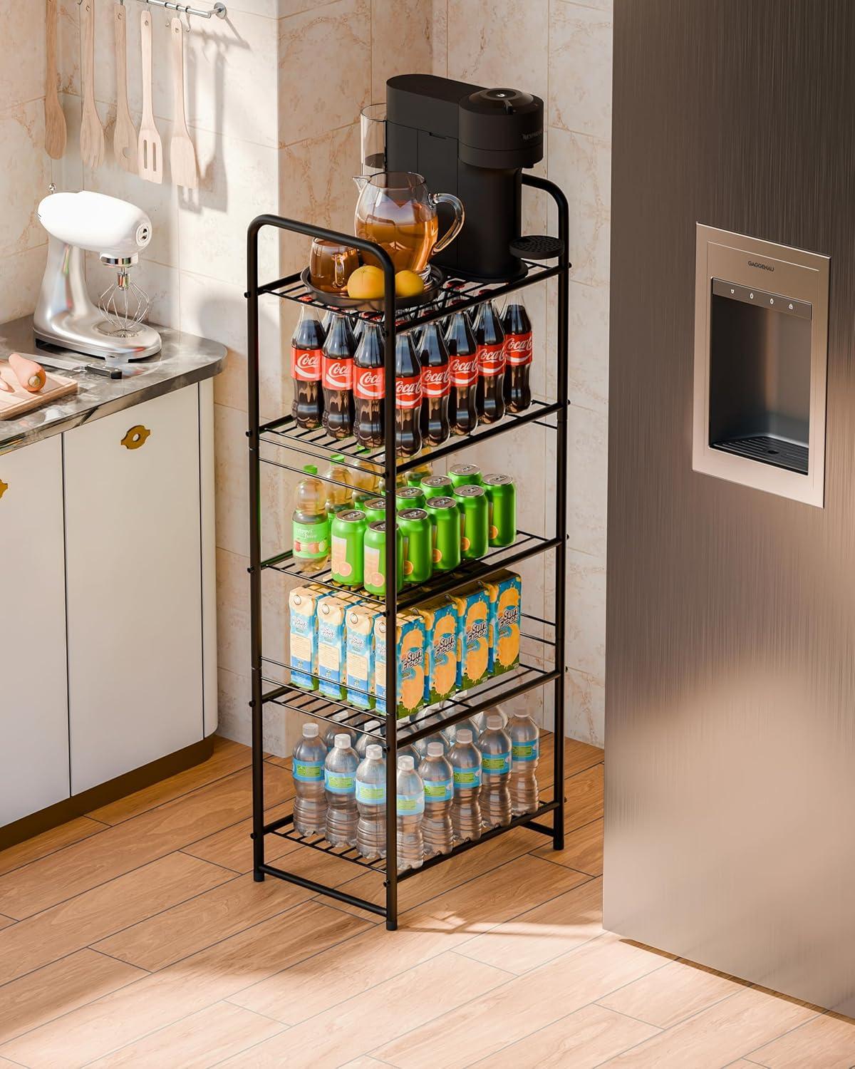 Rebrilliant 3 Tier Wire Shelves For Storage Rack Outdoor Indoor Waterproof, Stackable Metal 17.7-Inch Bathroom Organizer Shelf Stand, Perfect For Kitchen, Black