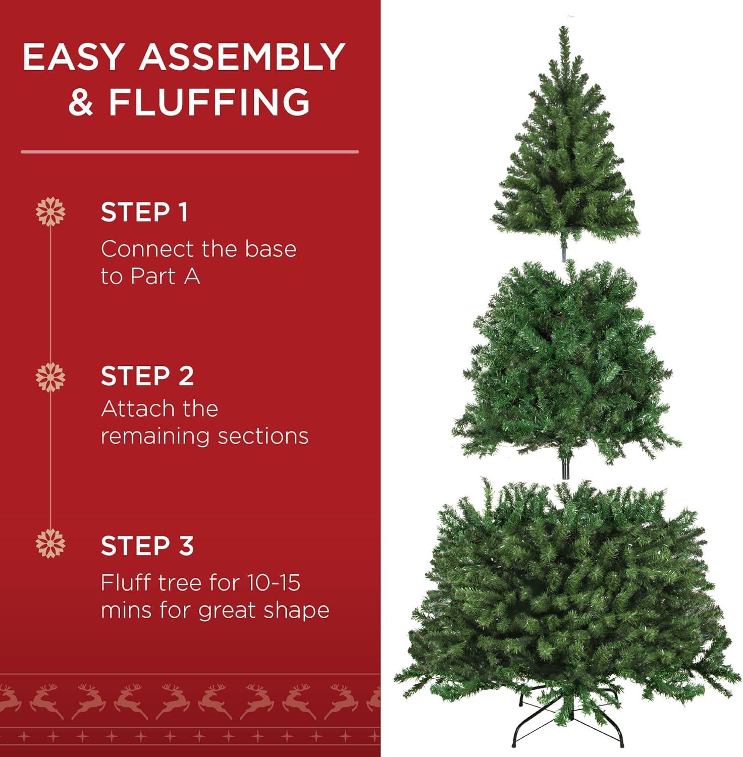 Best Choice Products 4.5ft Pre-Lit Spruce Hinged Artificial Christmas Tree w/ 200 Incandescent Lights, Foldable Stand