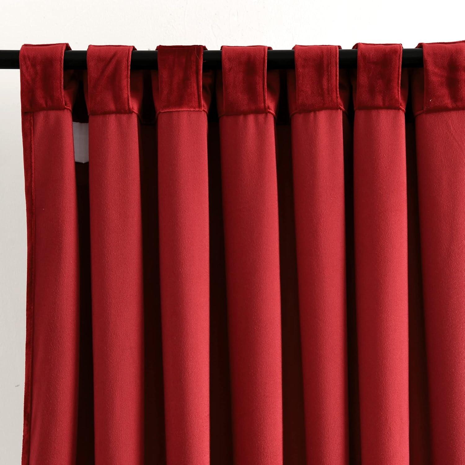 Red Velvet Blackout Pleated Curtain Panel Pair