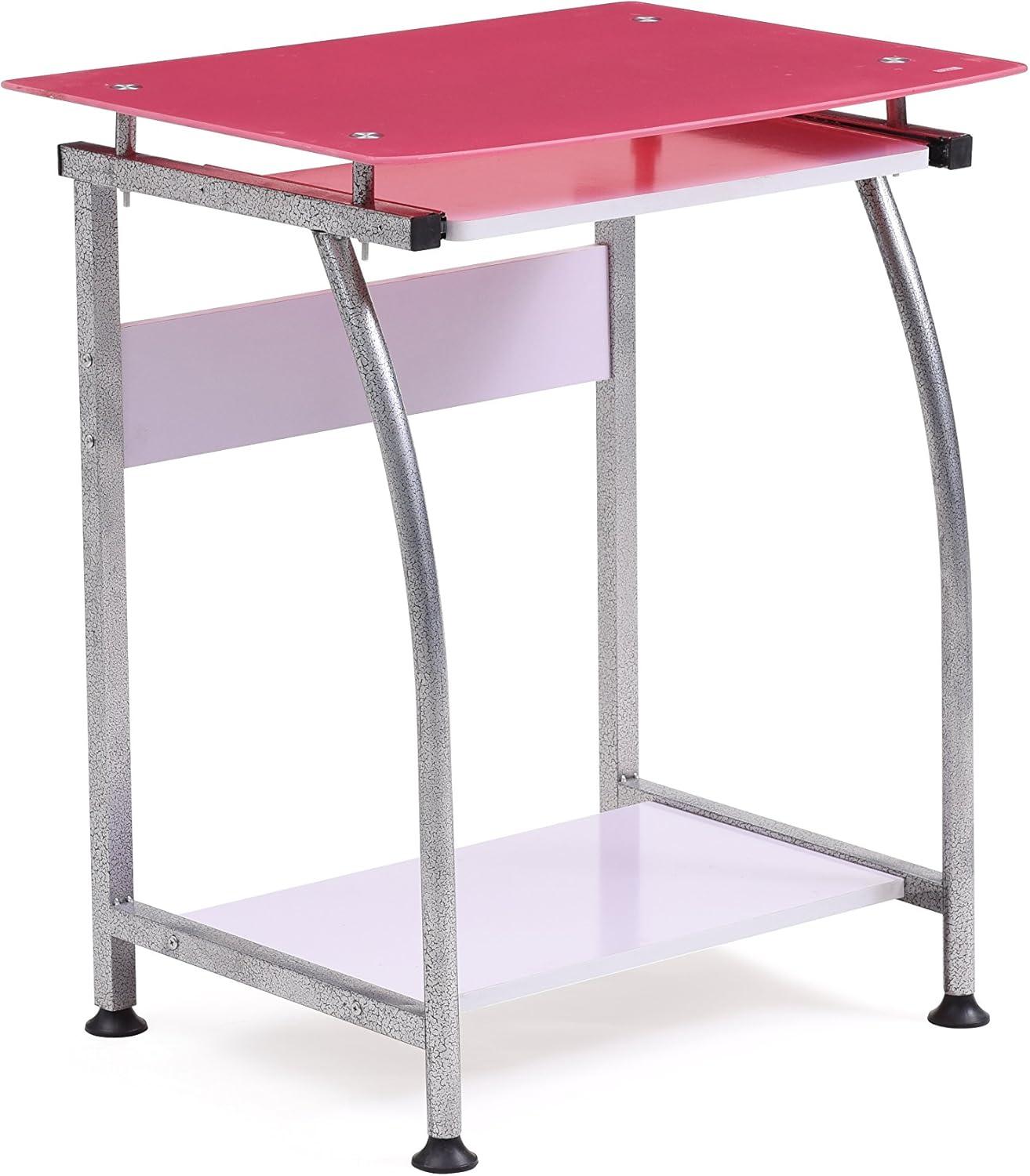 Pink Glass Laptop Desk with Keyboard Tray