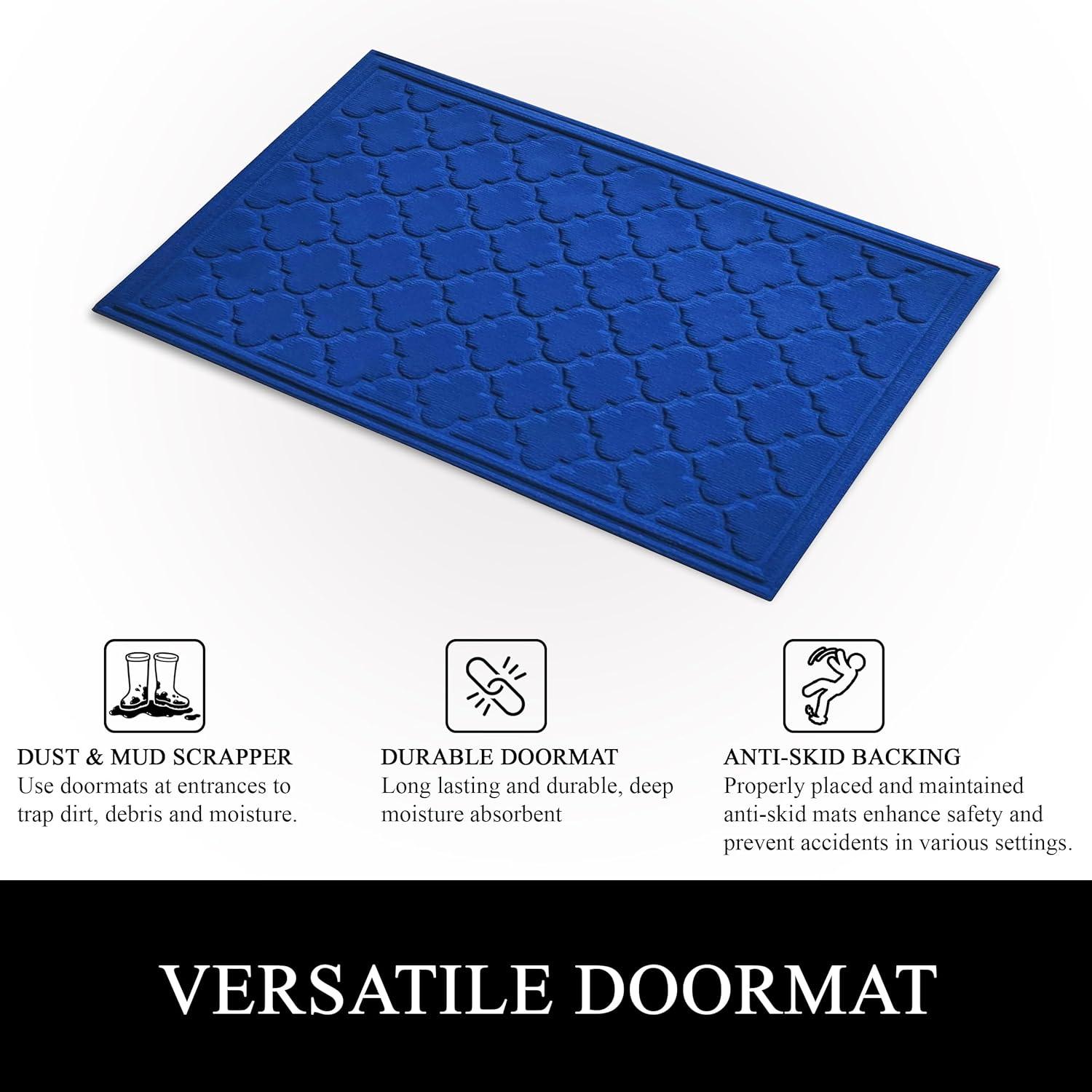 A1HC Indoor Outdoor Mat, Front and Back Entrance Welcome Mats, Large Front Door Patio Mats 24x36 Inches, Non-Slip Easy Clean Entrance Washable Large Size Doormats, Blue