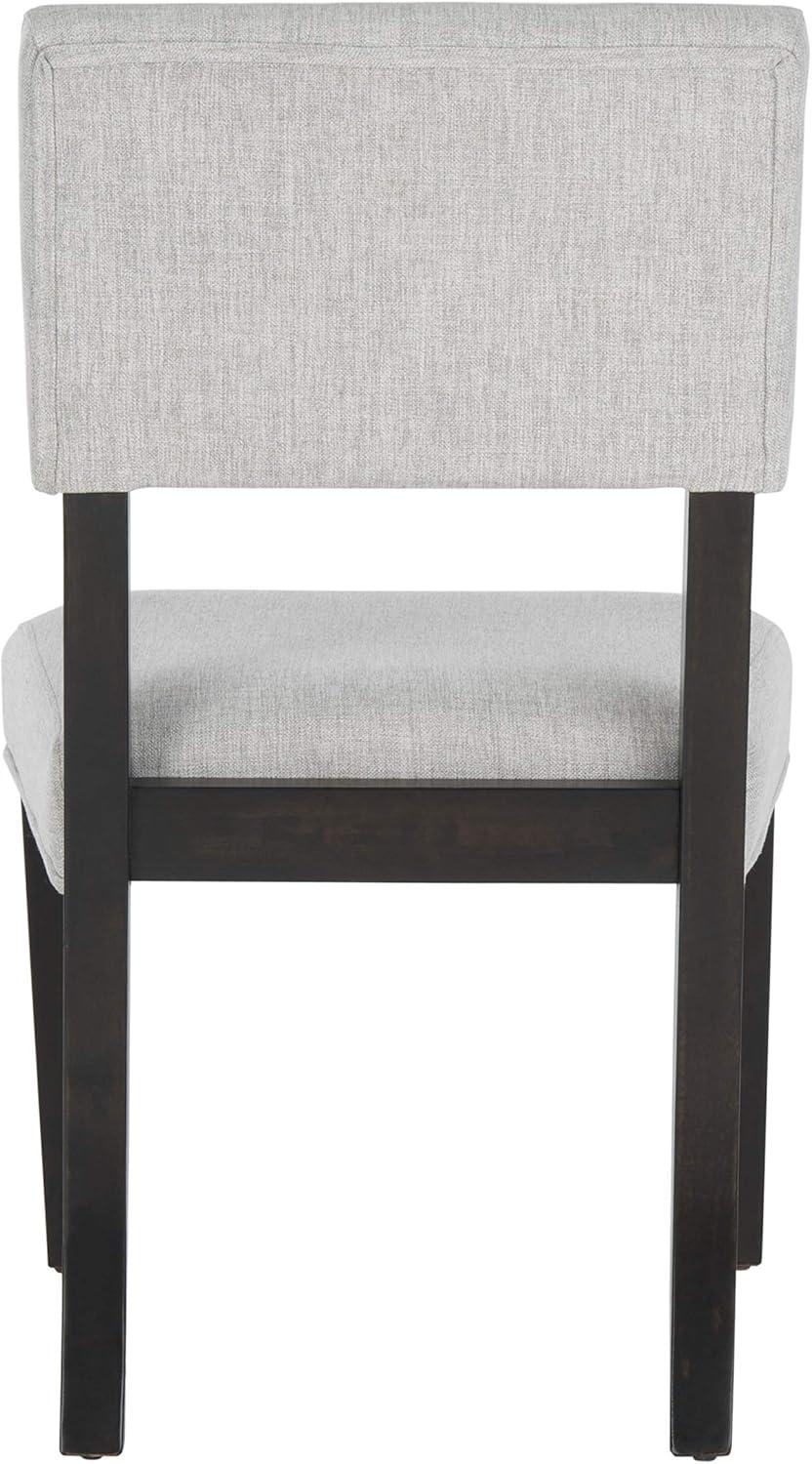 Luis High Back Black Wood Side Chair with Linen Upholstery