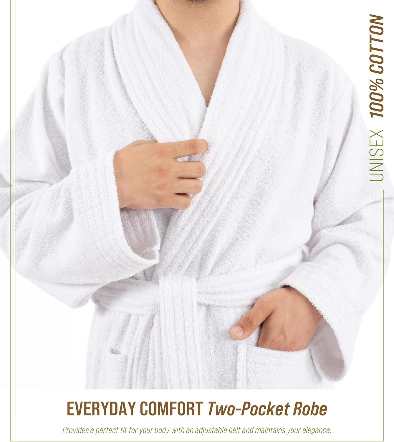 Eider & Ivory™ 100% Cotton Turkish Bathrobes, Soft Absorbent Lightweight Unisex Couple Robes