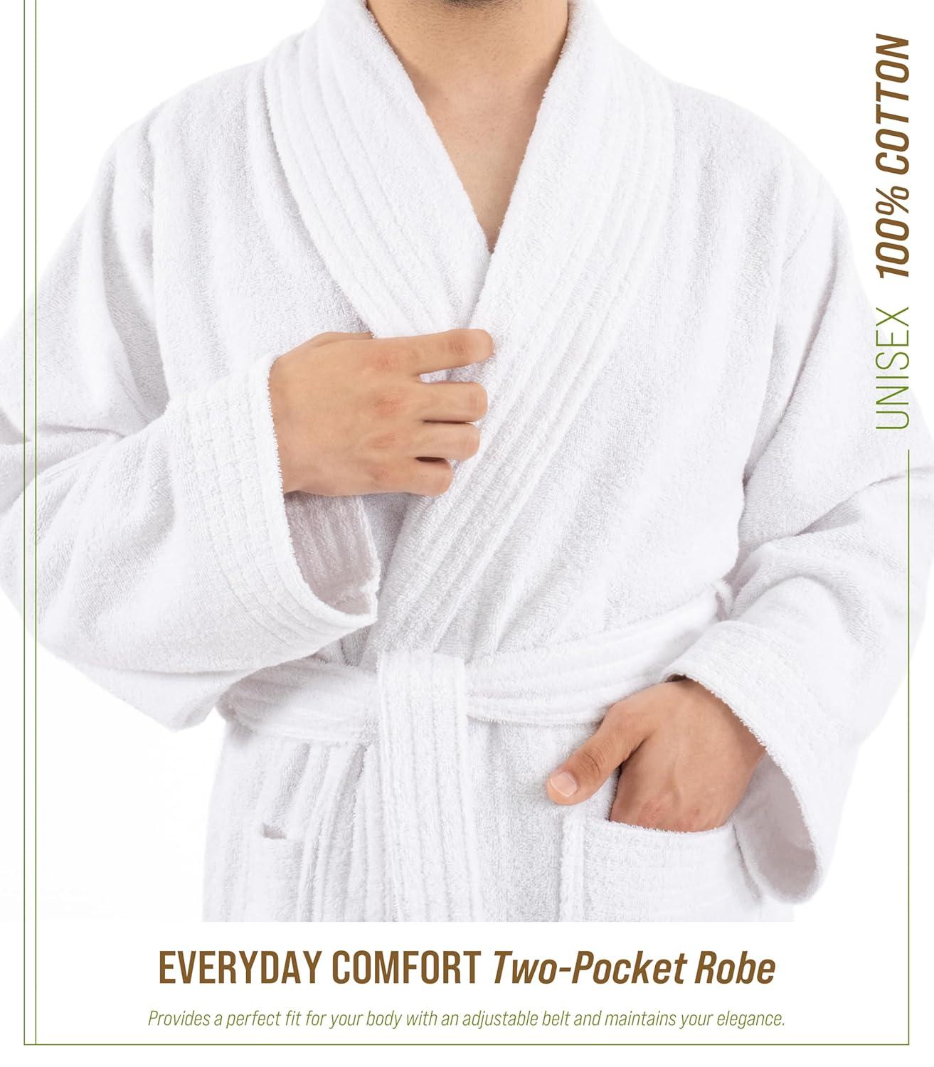 Eider & Ivory™ 100% Cotton Turkish Bathrobes, Soft Absorbent Lightweight Unisex Couple Robes