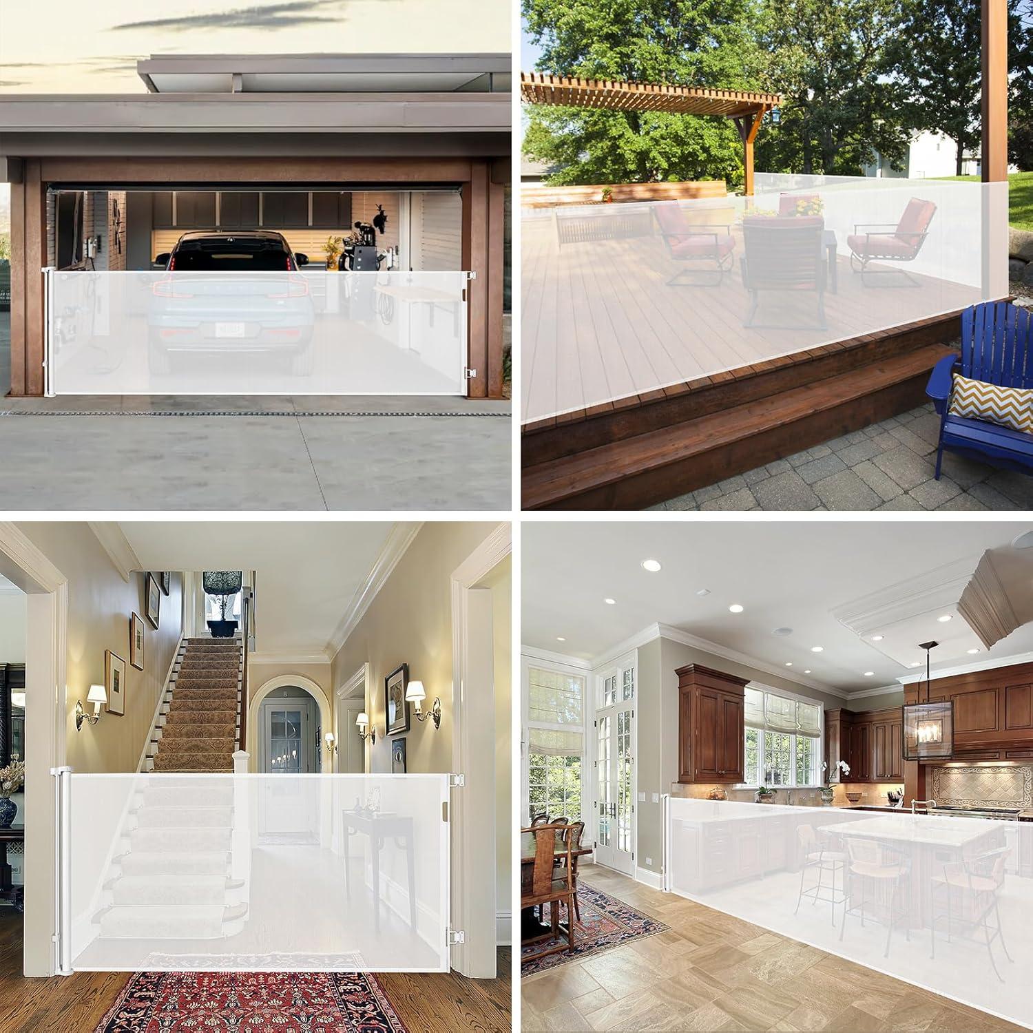 42" Tall X 135" Wide Extra Tall Baby Gates for Dogs - Extra Wide Retractable Pet Gate