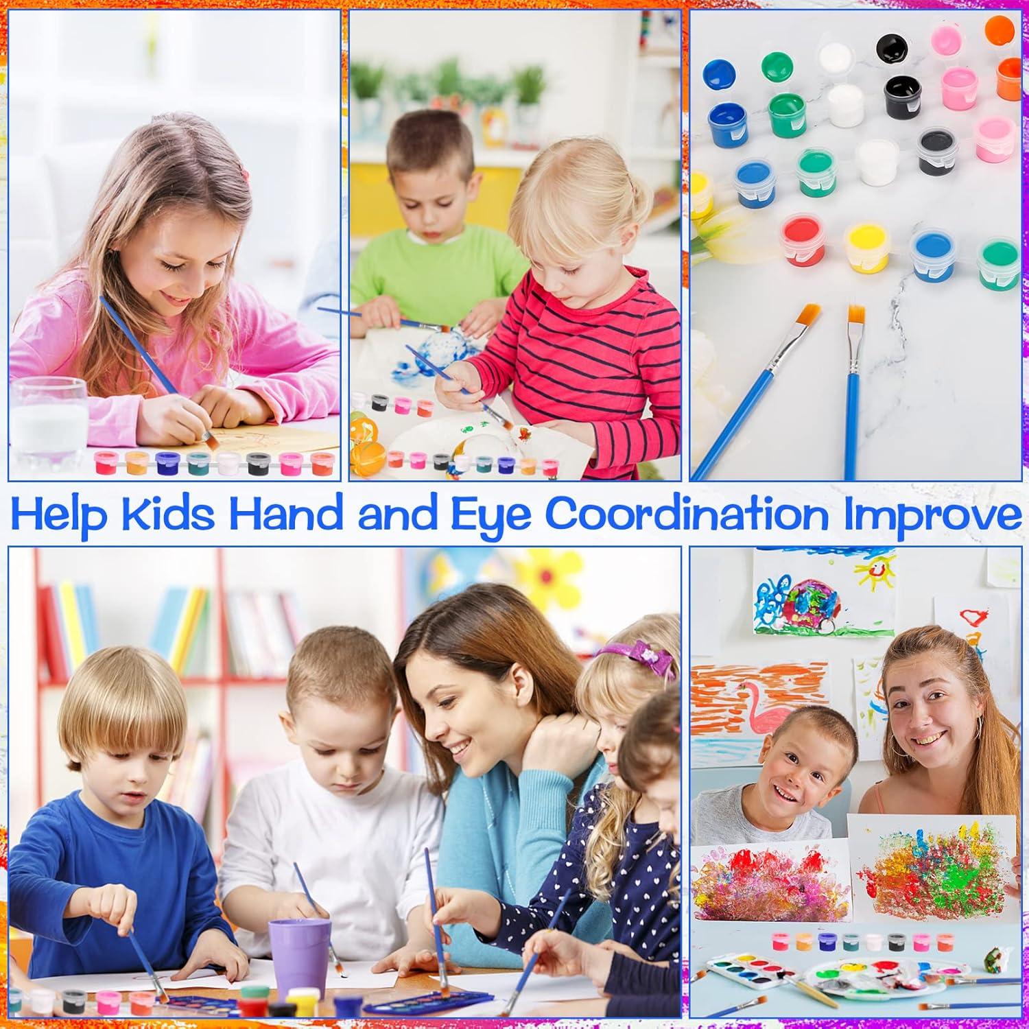 Acrylic Paint Strips For Kids&Adults,Bulk Set of 12 Washable Filled Paint Sets in 8 Colors,With 12 Paintbrushes,Painting Art Supplies Craft Paint Pots for Home Birthday Party Favors (Brown Purple)