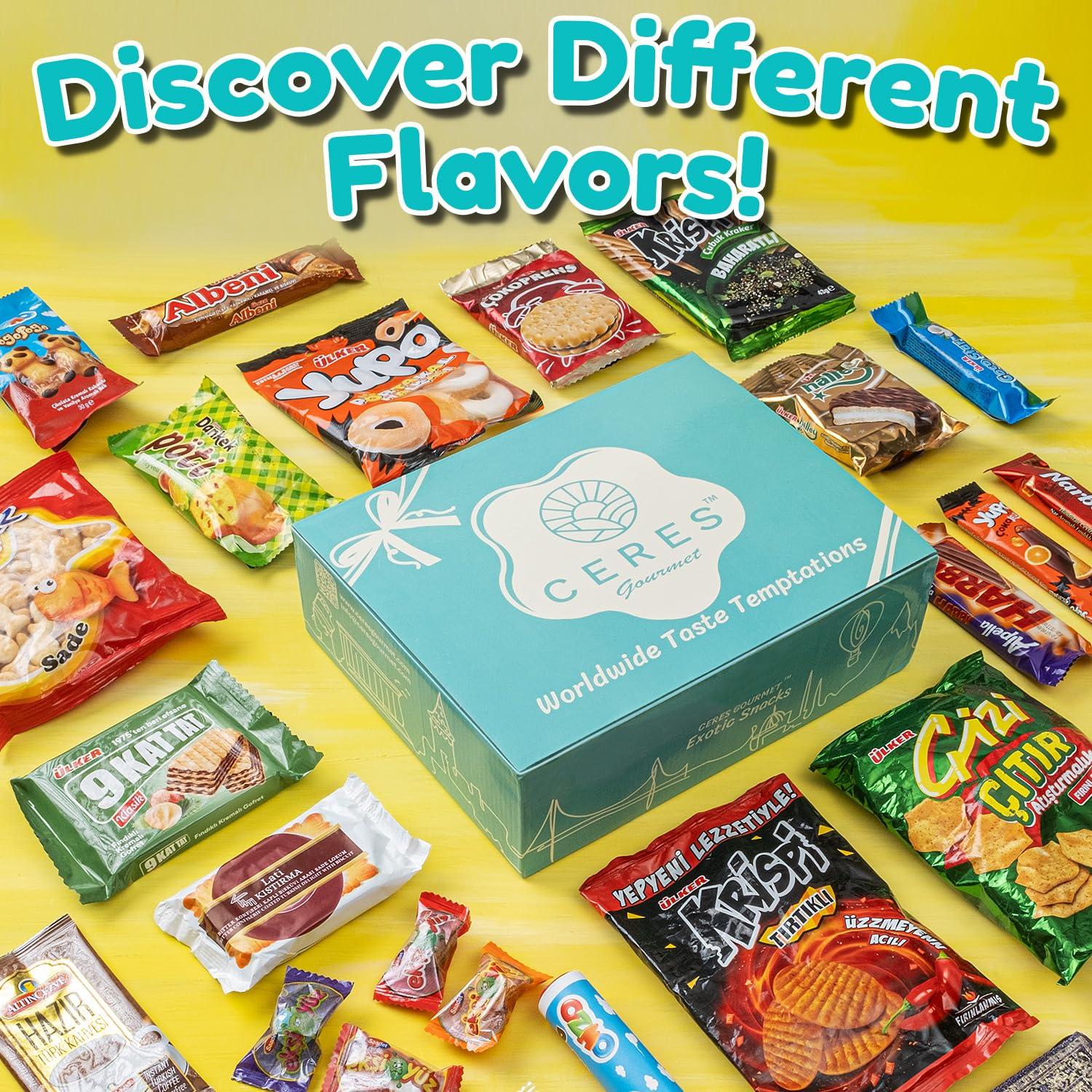 International Exotic Snack Box Variety Pack, 22 Count Premium Foreign Rare Snack Food Gifts with Suprise Item for Fun, Mystery Box of Snacks, European Snacks for Adults and Kids for Christmas Thanksgiving and More