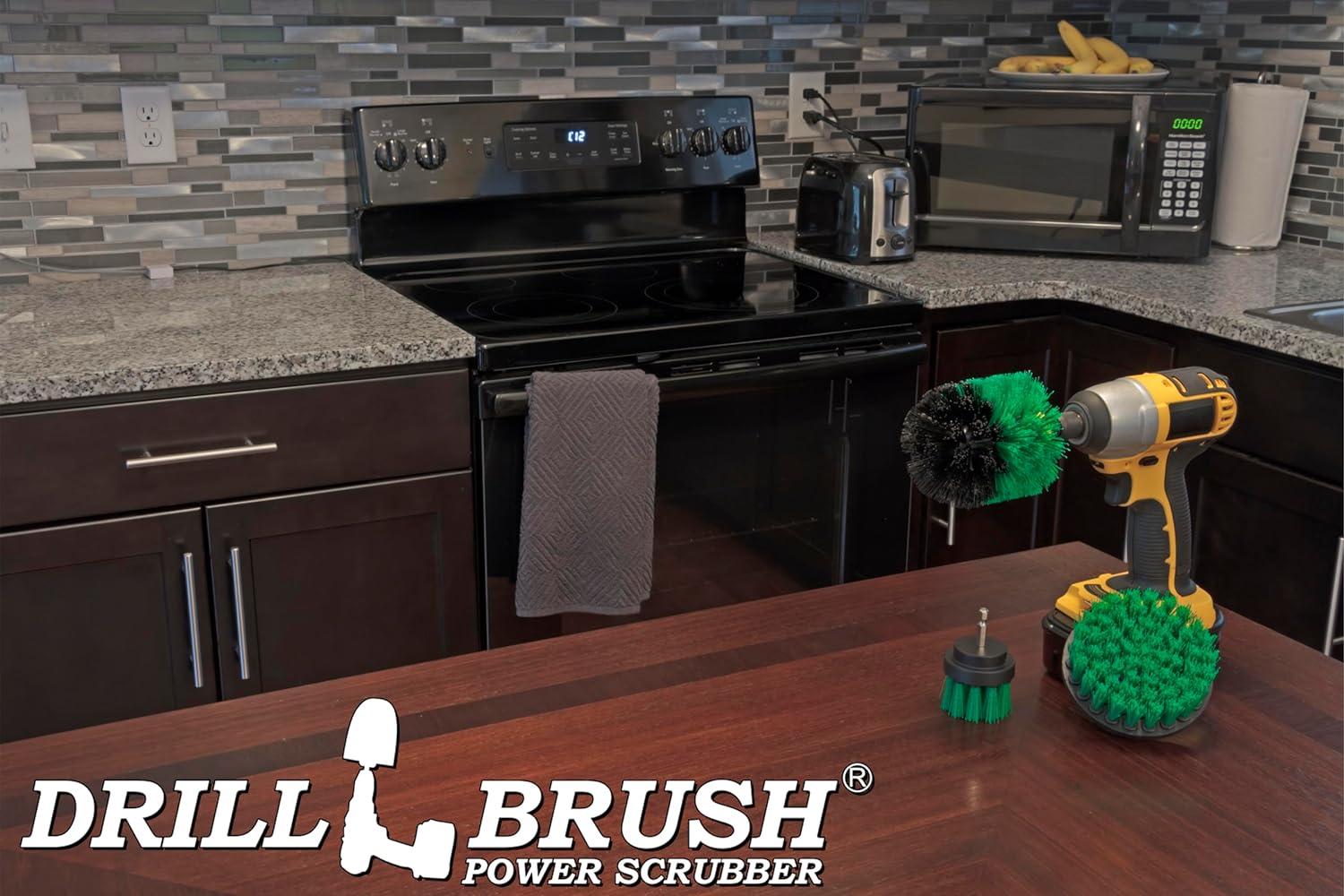 Green Nylon Bristle Drill Brush Set for Kitchen Cleaning