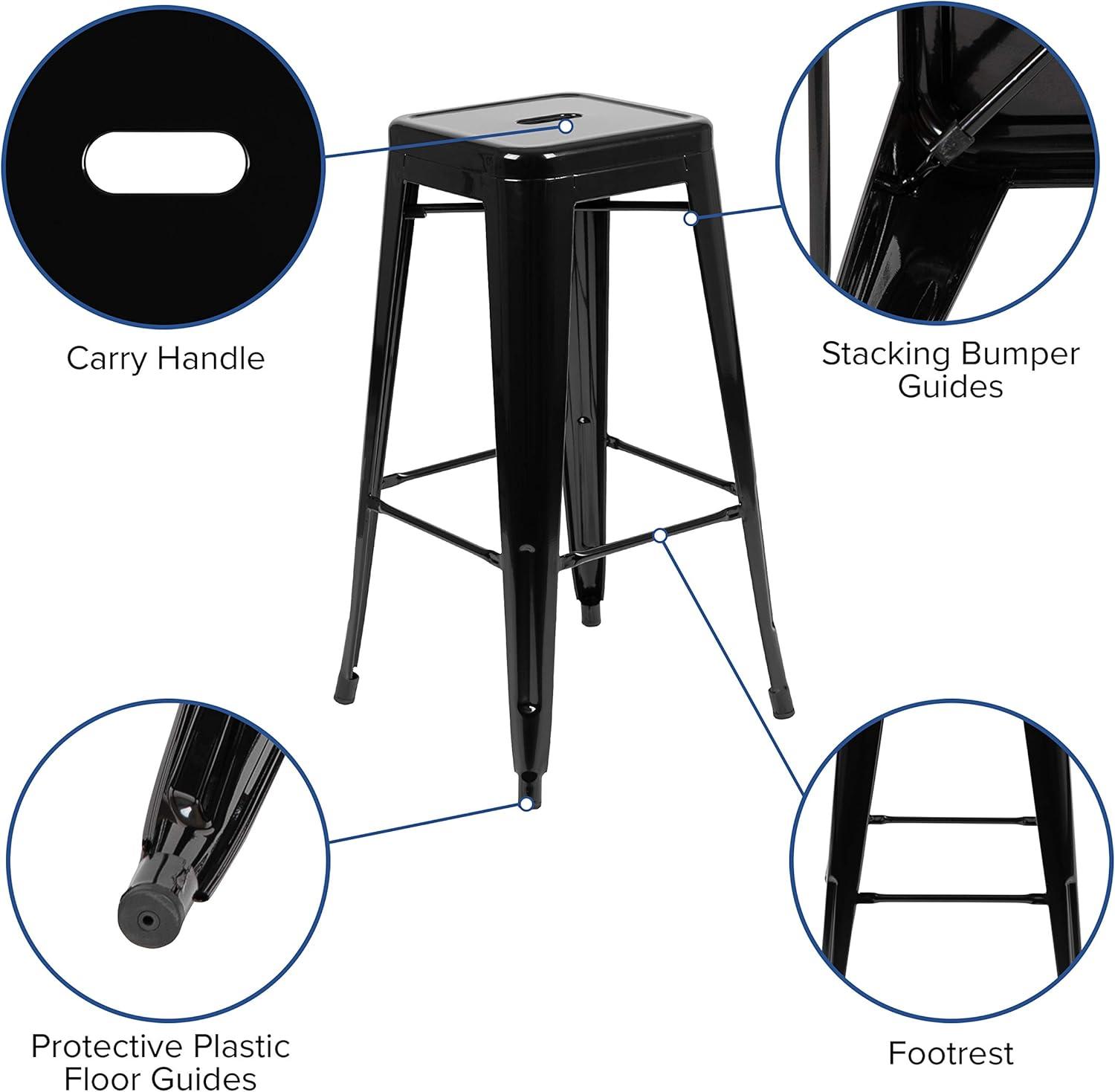 Flash Furniture 30" High Metal Indoor Bar Stool - Stackable Set of 4