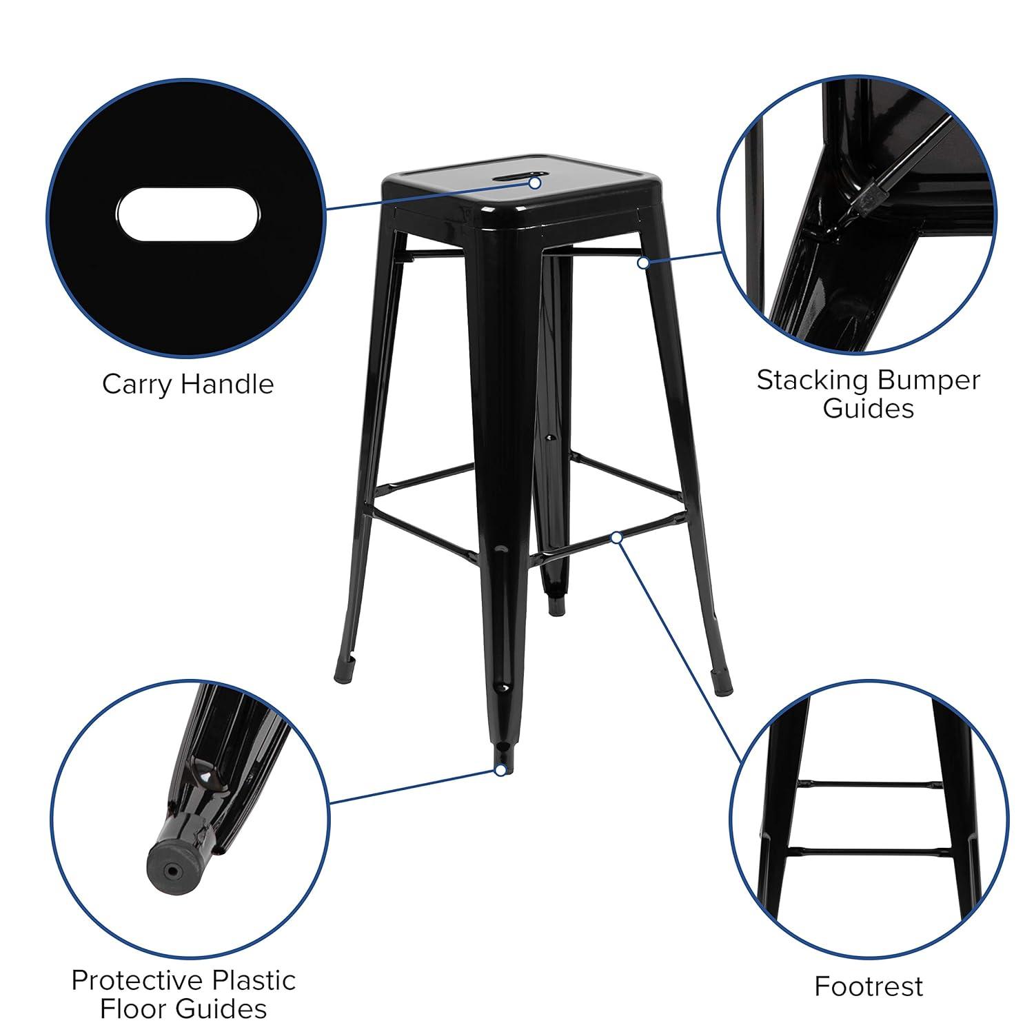 Emma and Oliver 4 Pack 30" High Metal Indoor Bar Stool - Stackable Stool, Teal