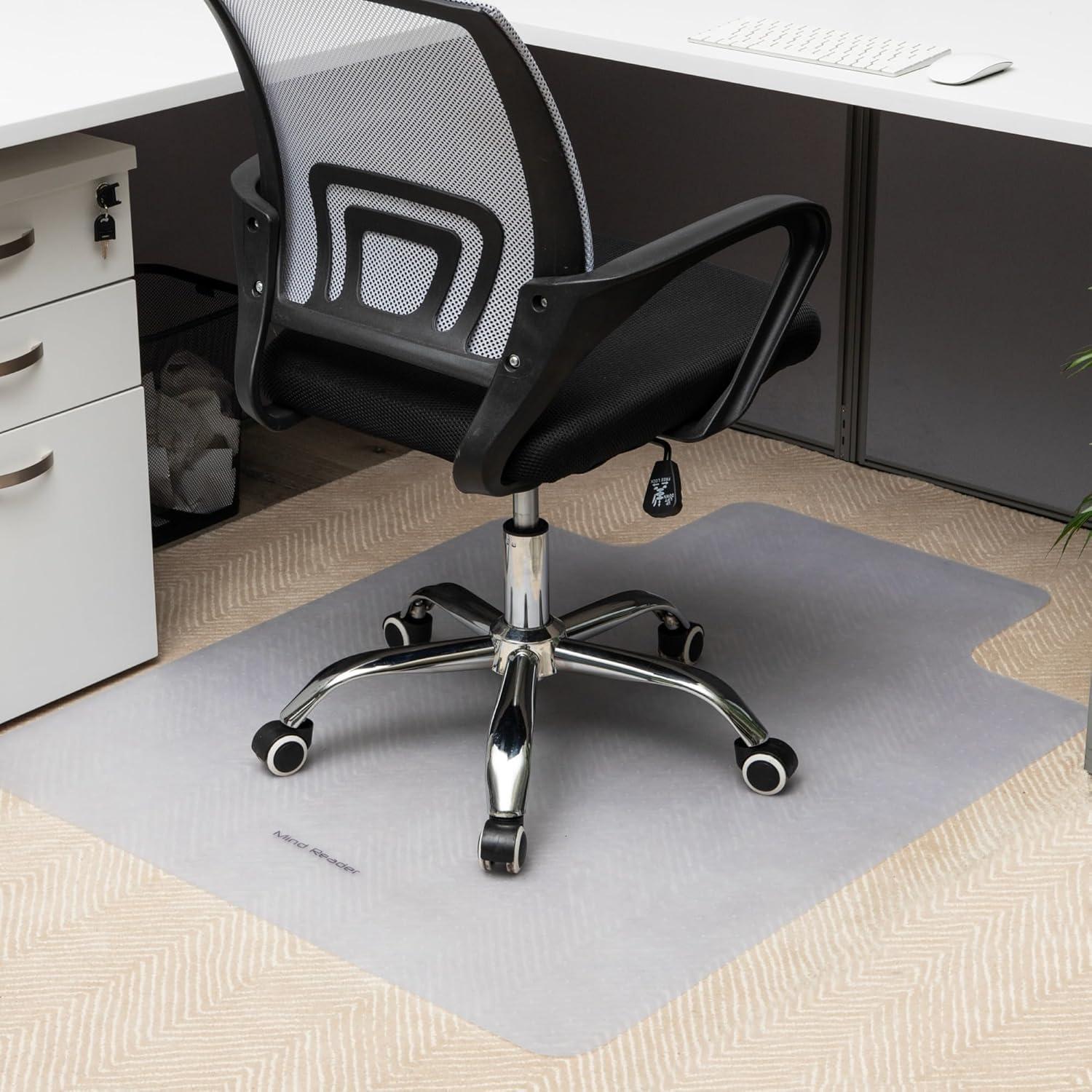 Mind Reader Mind Reader Office Chair Mat for Carpet, Under Desk Protector, Carpet Grips, Rolling, PVC, 47.5"L x 35.5"W x 0.125"H