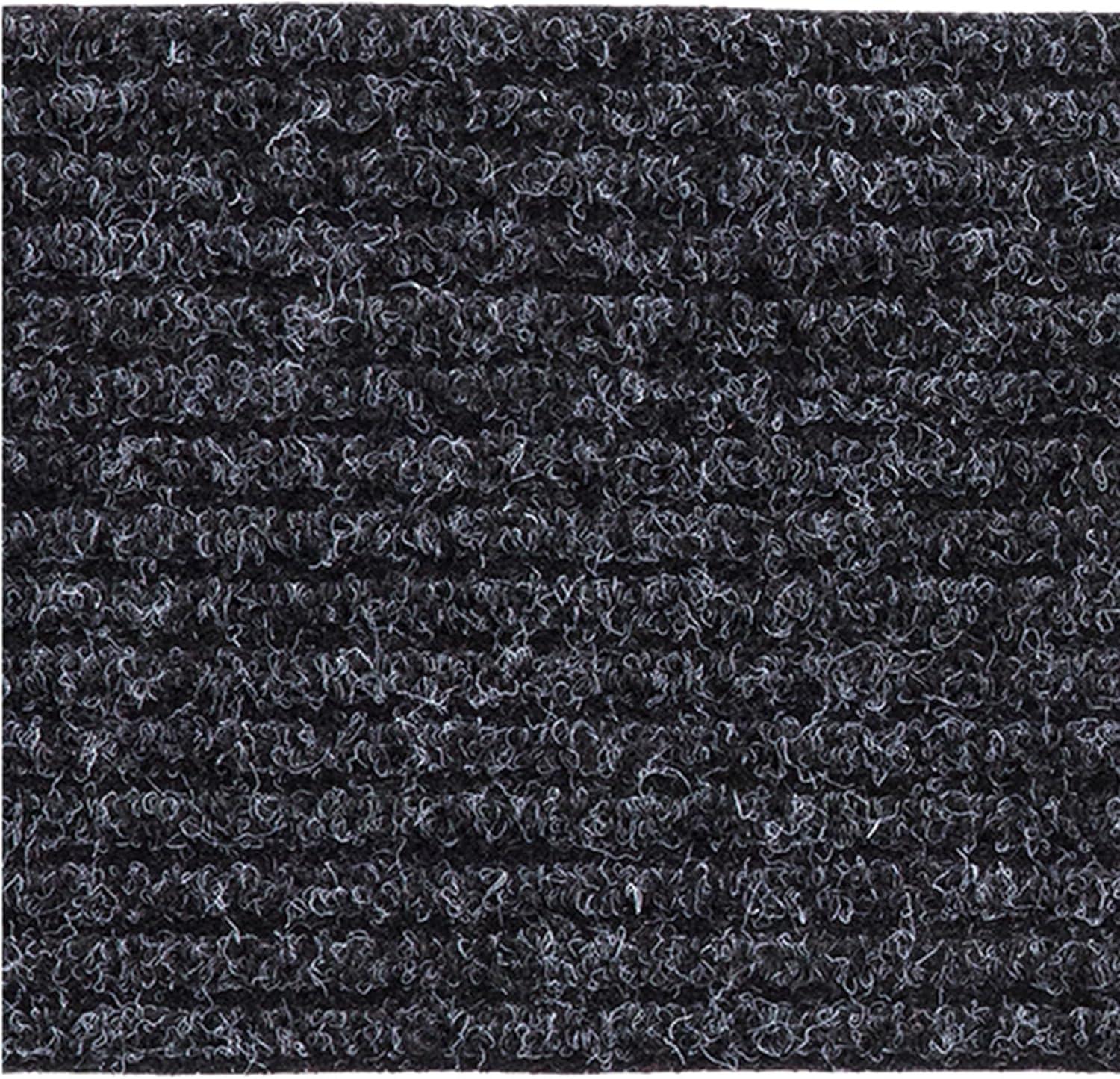Ottomanson Non-Slip Rubberback Solid Design 8" x 30" Indoor/Outdoor Stair Treads, 7 Pack, Black