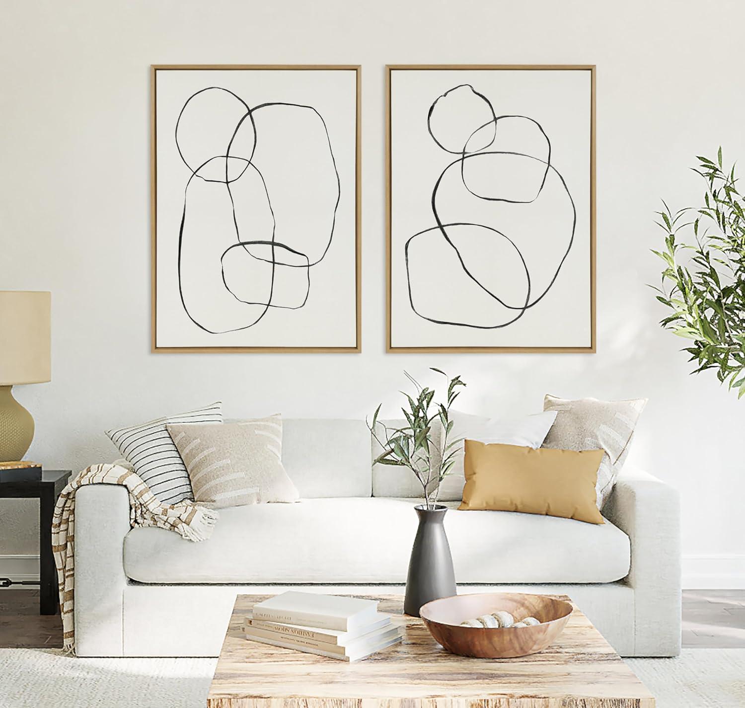 Kate & Laurel All Things Decor (Set of 2) 28"x38" Sylvie Going in Circles Framed Canvas Wall Arts by Teju Reval of SnazzyHues Natural