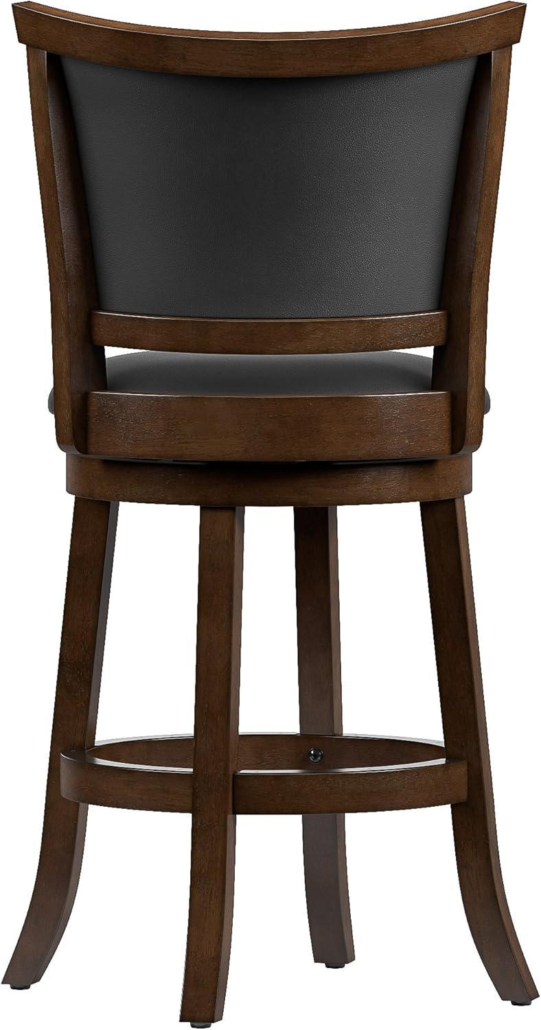 CorLiving Woodgrove Brown Wood Counter Height Barstool with Bonded Leather Seat, set of 2