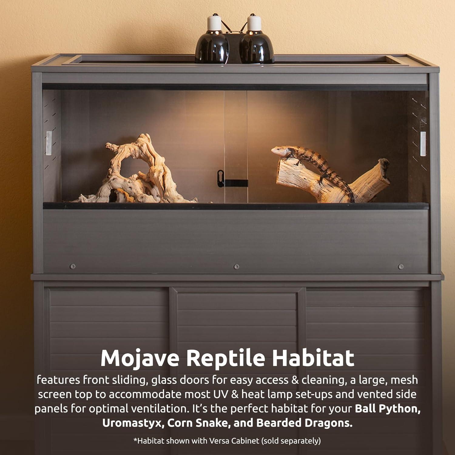 New Age Pet® ECOFLEX® 48 in. Mojave Reptile Terrarium Lounge - Durable Composite Habitat with Ventilated Side Panels, Removable Sliding Glass Doors and Mesh Screen Top for UV/Heat Lamp Setup